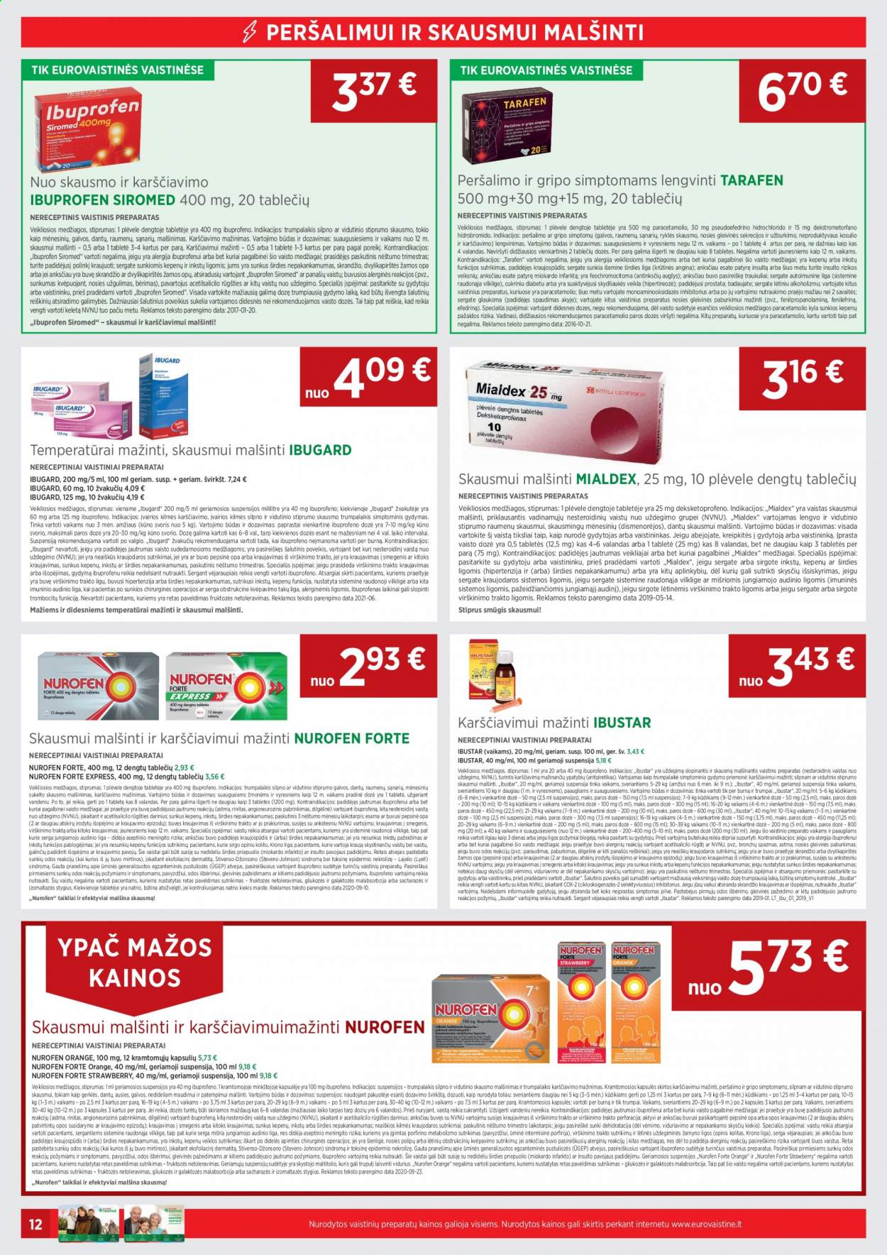 thumbnail - „EUROVAISTINĖ“ leidinys - 2021 09 01 - 2021 09 30 - Išpardavimų produktai - Ibugard, Ibuprofen. 12 puslapis.