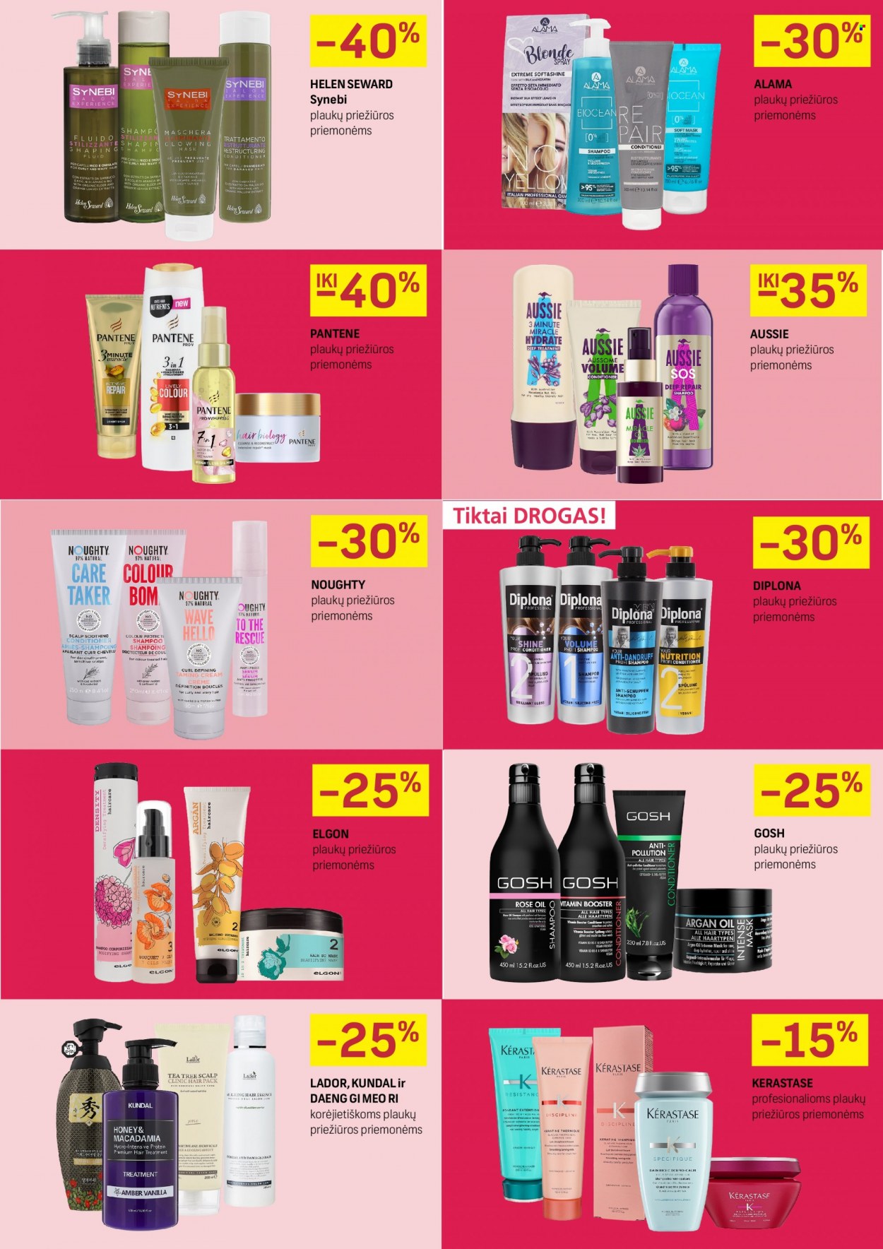thumbnail - „Drogas“ leidinys - 2021 09 06 - 2021 09 26 - Išpardavimų produktai - Kérastase, Pantene, shampoo, Aussie, plaukų priežiūros priemonėms. 7 puslapis.