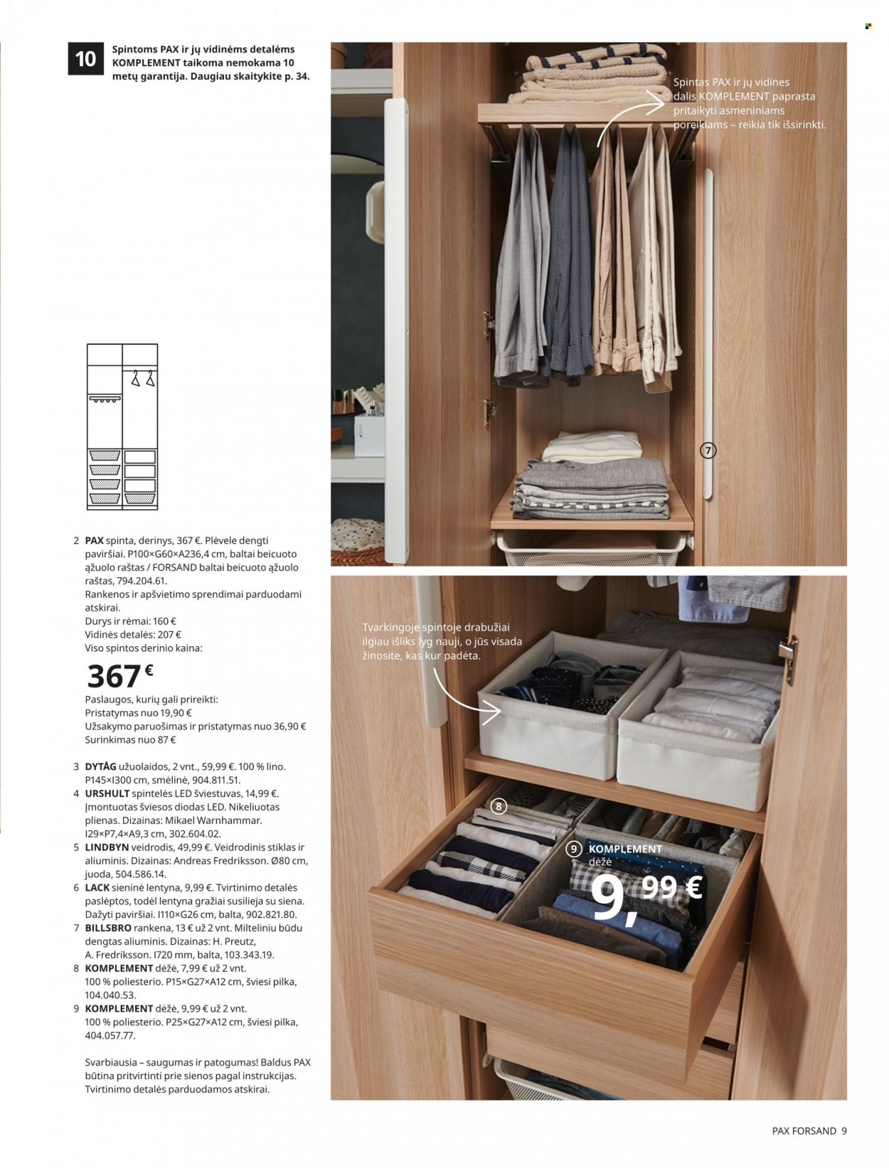 thumbnail - „IKEA“ leidinys - Išpardavimų produktai - spinta, spintelė, dėžė, lentyna, rėmas, veidrodis. 9 puslapis.