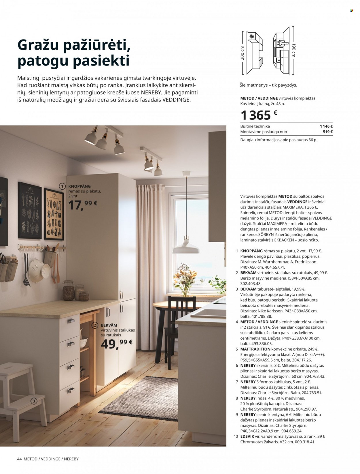 thumbnail - „IKEA“ leidinys - Išpardavimų produktai - staliukas, spintelė, stalčius, lentyna, rėmas. 44 puslapis.