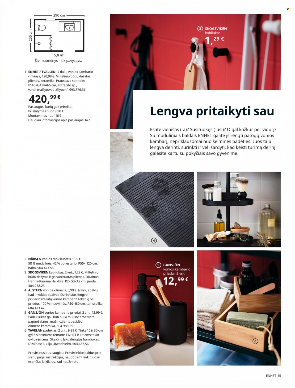 thumbnail - „IKEA“ leidinys - Išpardavimų produktai - spintelė, kilimėlis. 15 puslapis.