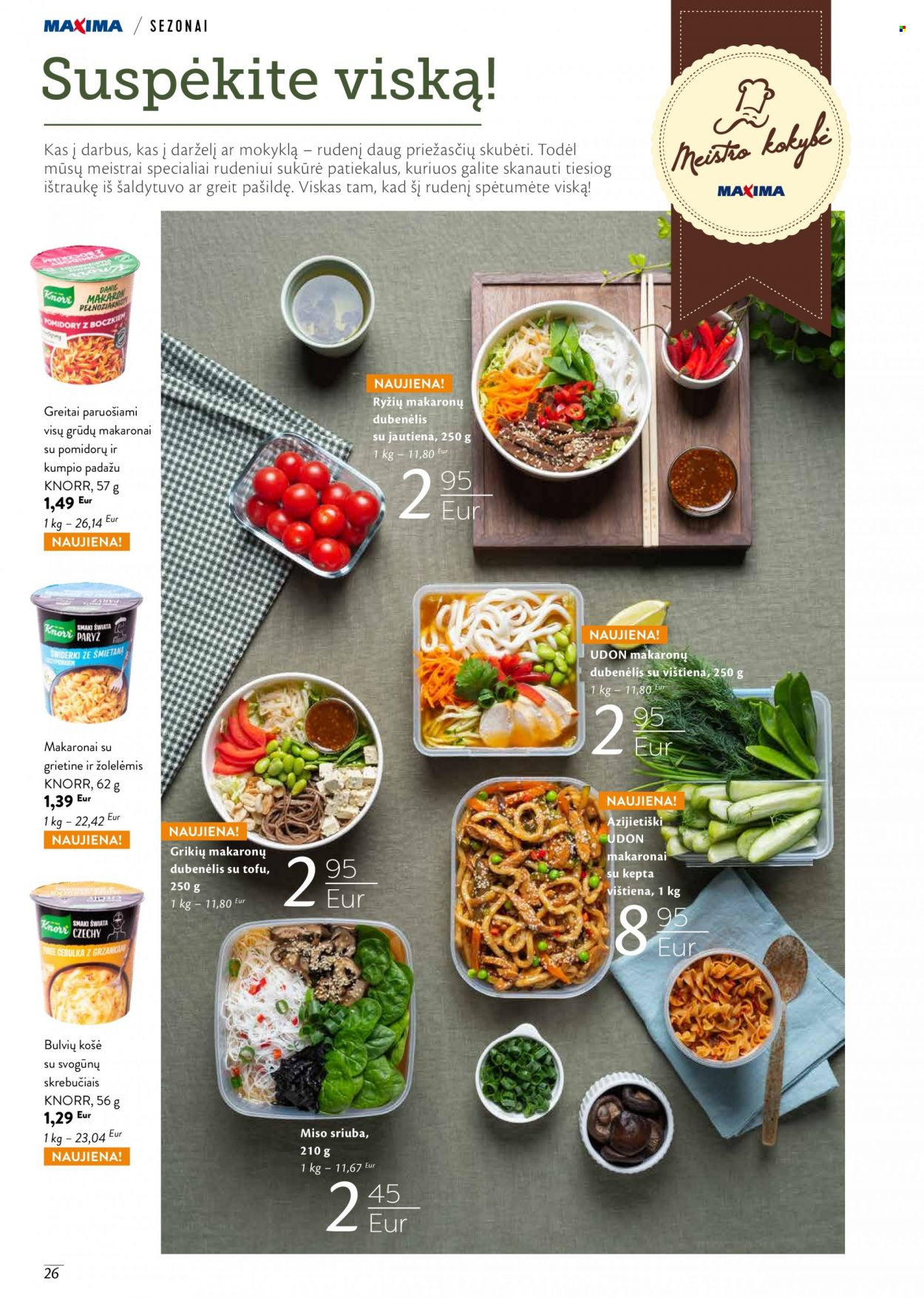 thumbnail - „Maxima“ leidinys - Išpardavimų produktai - Knorr, tofu, grietinė. 26 puslapis.