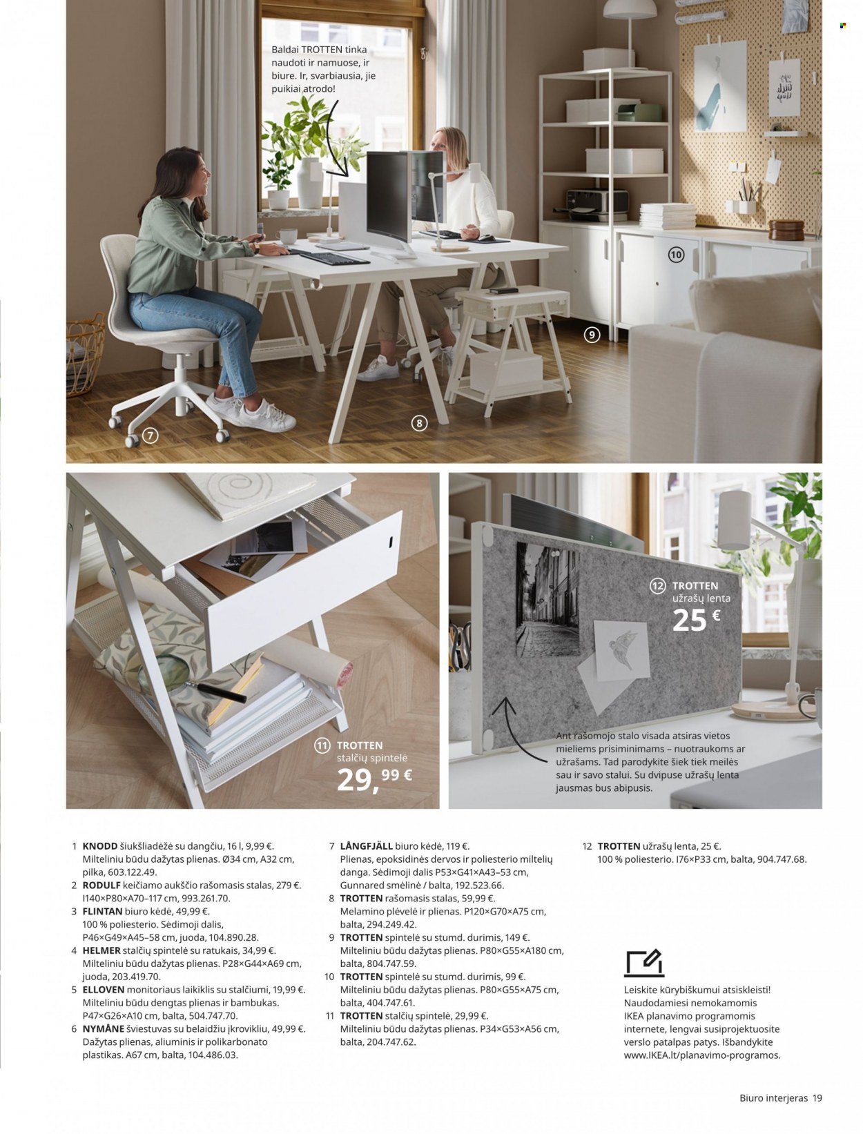 thumbnail - „IKEA“ leidinys - Išpardavimų produktai - stalo, rasomasis stalas, spintelė, kėdė. 19 puslapis.