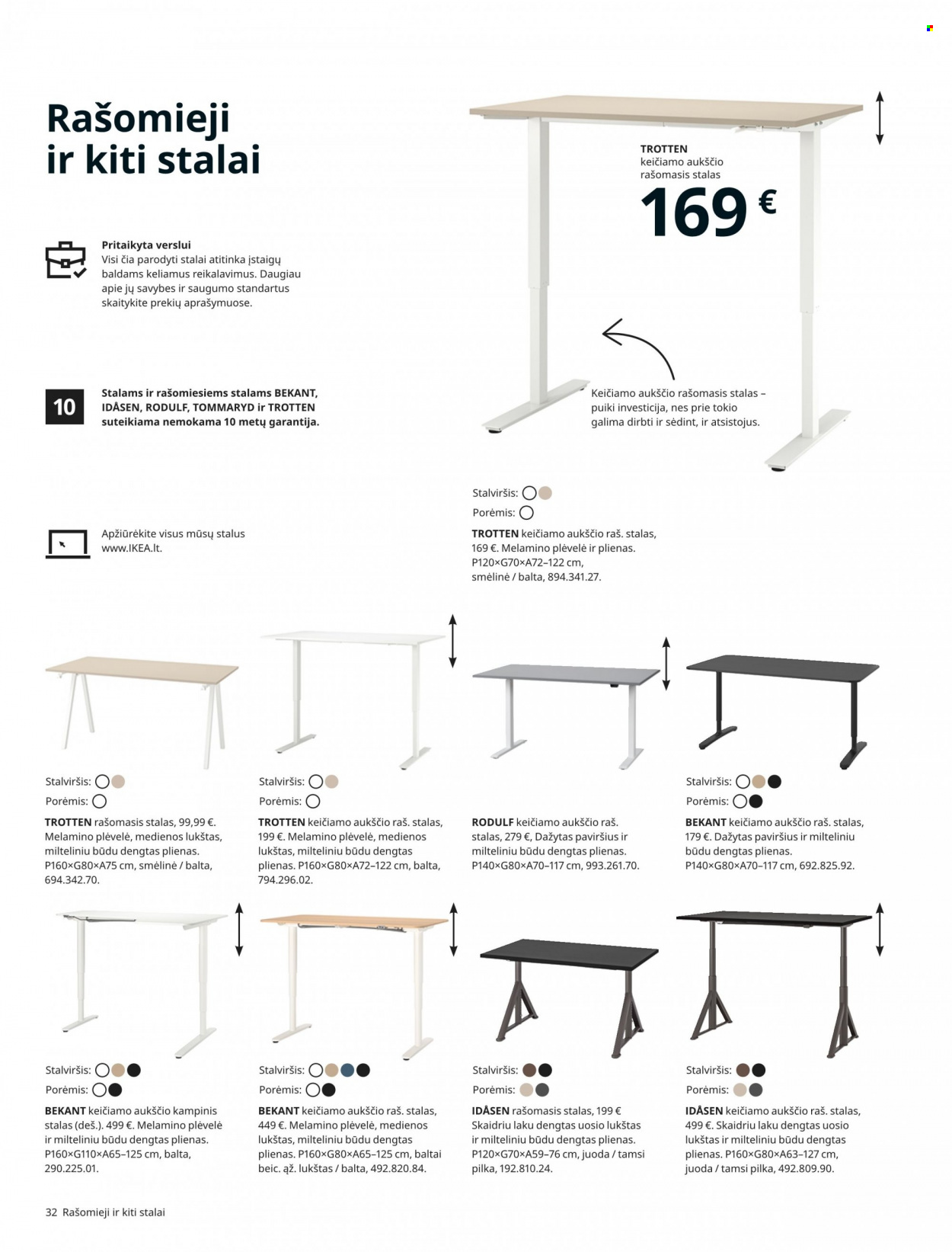 thumbnail - „IKEA“ leidinys - Išpardavimų produktai - baldams, rasomasis stalas. 32 puslapis.
