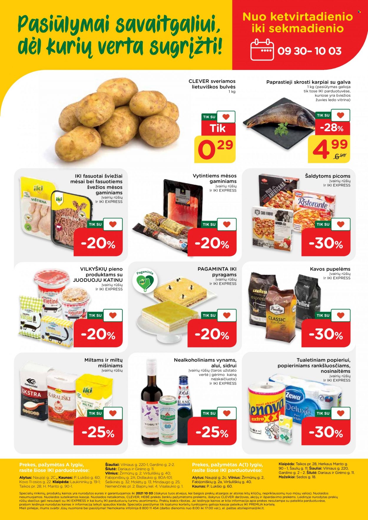 thumbnail - „iki“ leidinys - 2021 09 27 - 2021 10 03 - Išpardavimų produktai - bulvės, Bajorų. 28 puslapis.