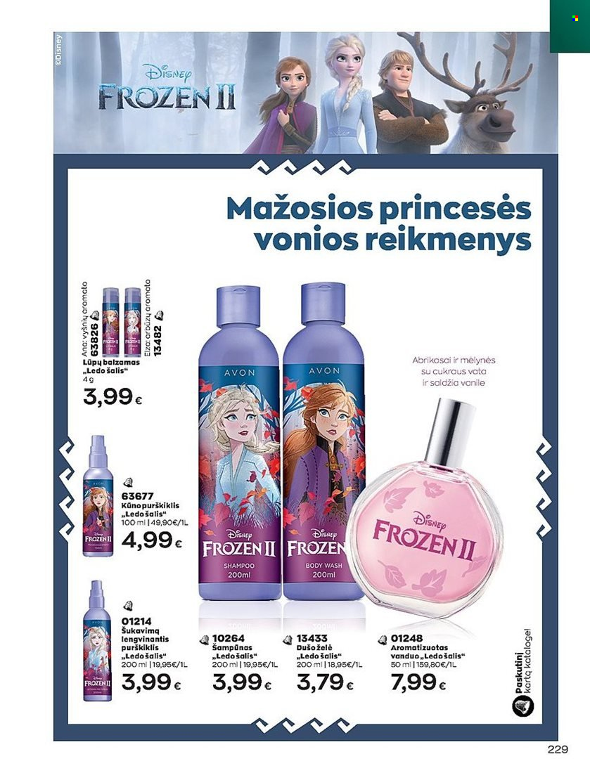 thumbnail - „Avon“ leidinys - 2021 10 01 - 2021 10 31 - Išpardavimų produktai - Disney Frozen, Avon, shampoo, Disney. 229 puslapis.