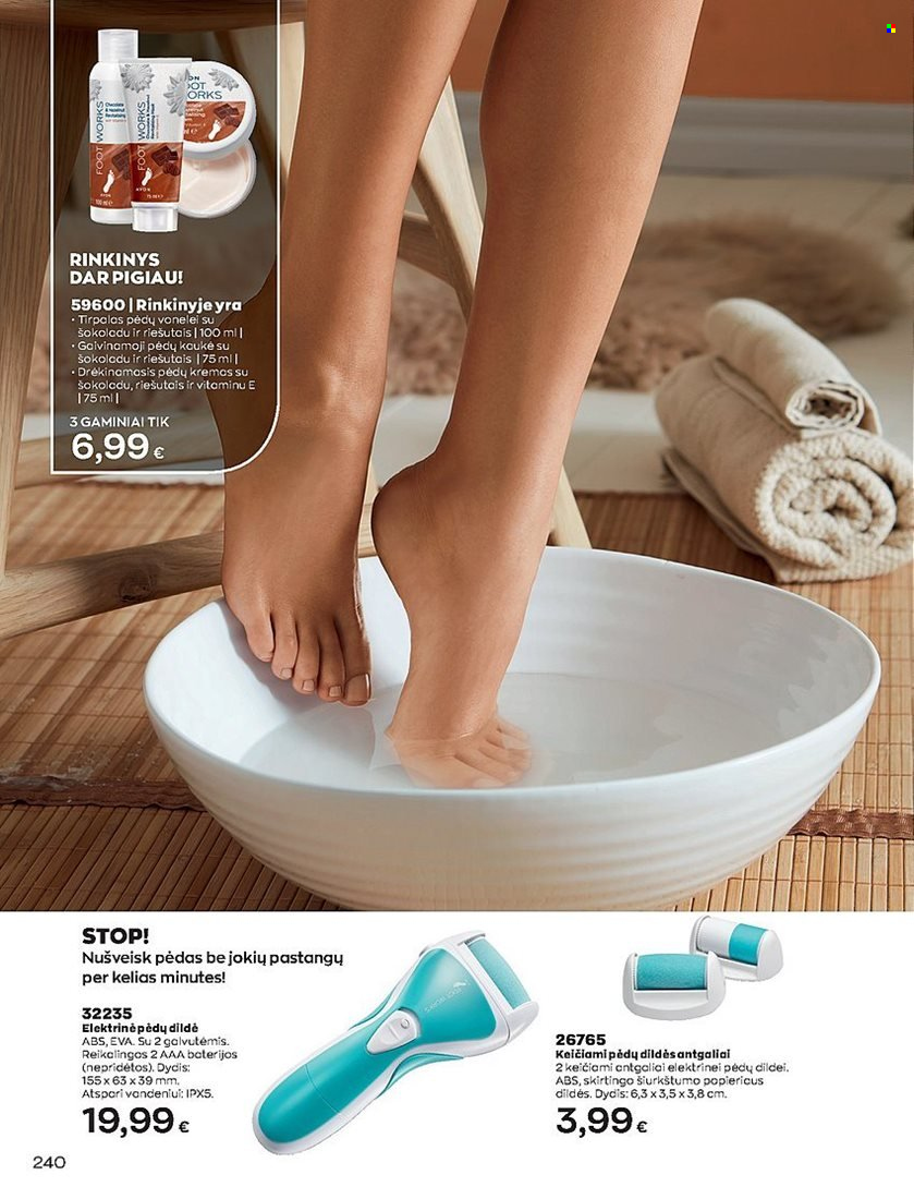 thumbnail - „Avon“ leidinys - 2021 10 01 - 2021 10 31 - Išpardavimų produktai - kremas, pėdų kremas, elektrinė pėdų dildė. 240 puslapis.