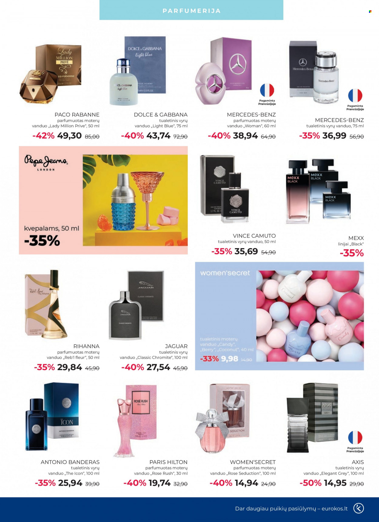 thumbnail - „Eurokos“ leidinys - 2021 09 29 - 2021 10 26 - Išpardavimų produktai - Dolce & Gabbana, Antonio Banderas, Paco Rabanne, Rihanna, Women'Secret. 3 puslapis.