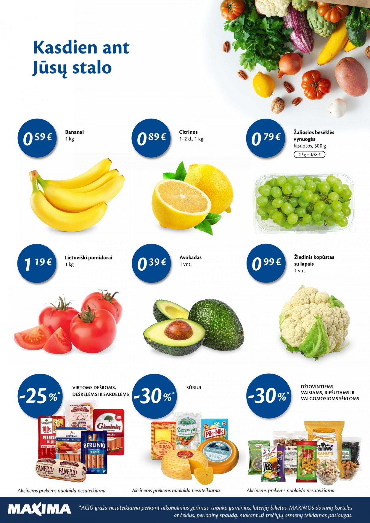 thumbnail - „Maxima“ leidinys - 2021 10 07 - 2021 10 10 - Išpardavimų produktai - pomidorai, avokadas, bananai, vynuogės, citrinos. 2 puslapis.
