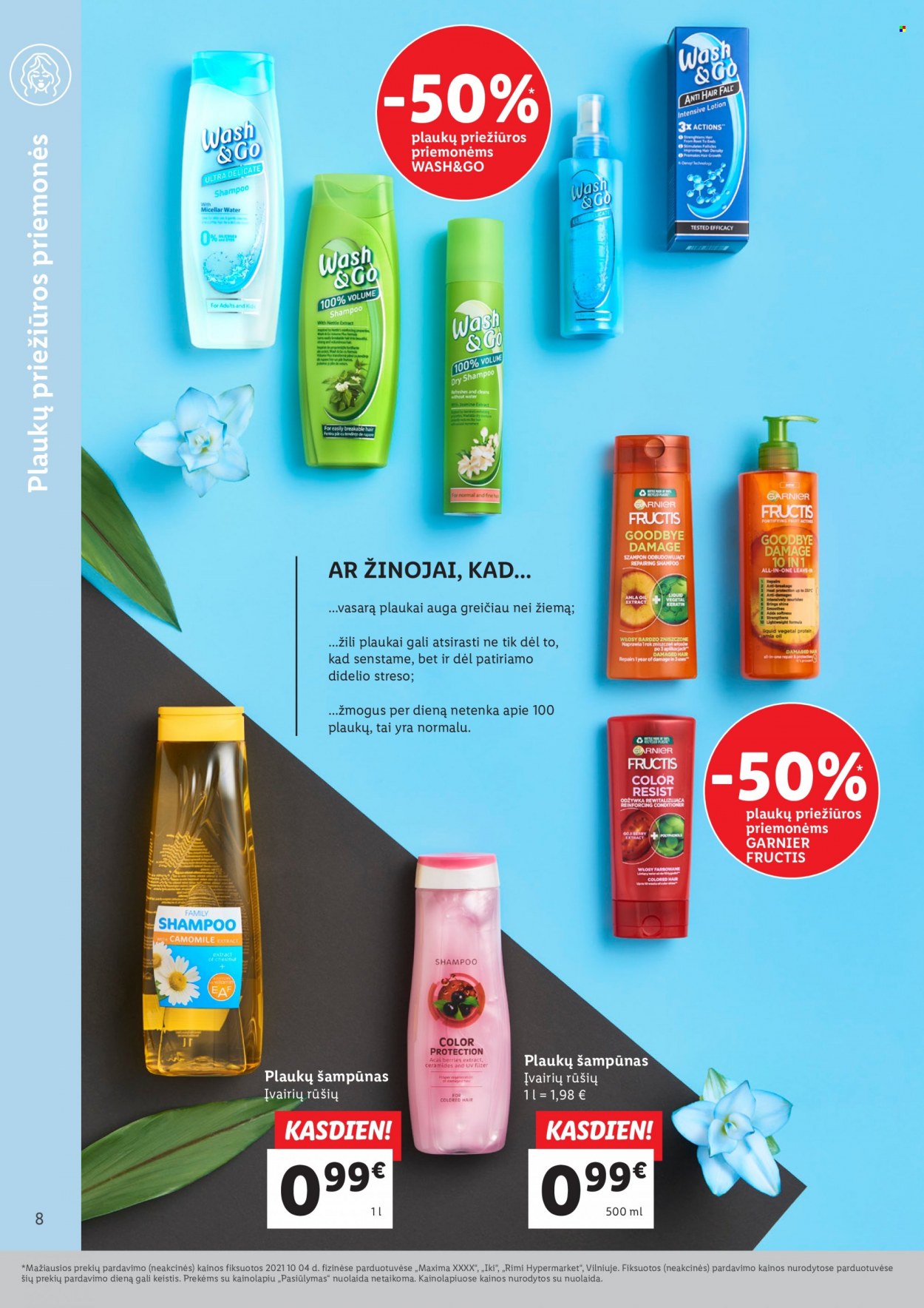 thumbnail - „Lidl“ leidinys - Išpardavimų produktai - Fructis, Garnier Fructis, plaukų šampūnas, šampūnas, Garnier, plaukų priežiūros priemonėms. 8 puslapis.