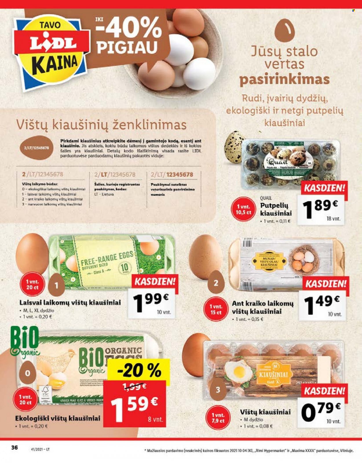 thumbnail - „Lidl“ leidinys - 2021 10 11 - 2021 10 17 - Išpardavimų produktai - stalo, kiaušiniai, laikomų vištų kiaušiniai, vištų kiaušiniai. 36 puslapis.