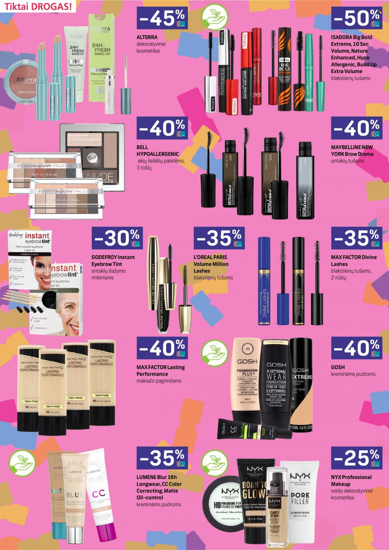 thumbnail - „Drogas“ leidinys - 2021 10 18 - 2021 11 07 - Išpardavimų produktai - L'Oréal, Max Factor, Maybelline, NYX Professional Makeup. 2 puslapis.