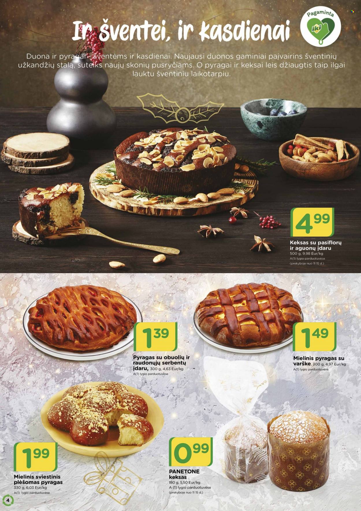 thumbnail - „iki“ leidinys - 2021 11 08 - 2021 12 26 - Išpardavimų produktai - duona, pyragas. 4 puslapis.