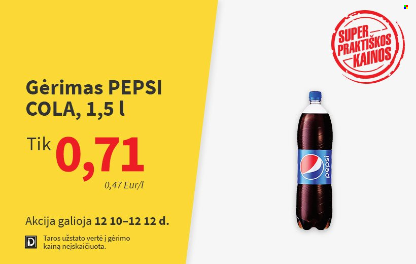 thumbnail - „NORFA“ leidinys - 2021 12 10 - 2021 12 12 - Išpardavimų produktai - Pepsi. 1 puslapis.