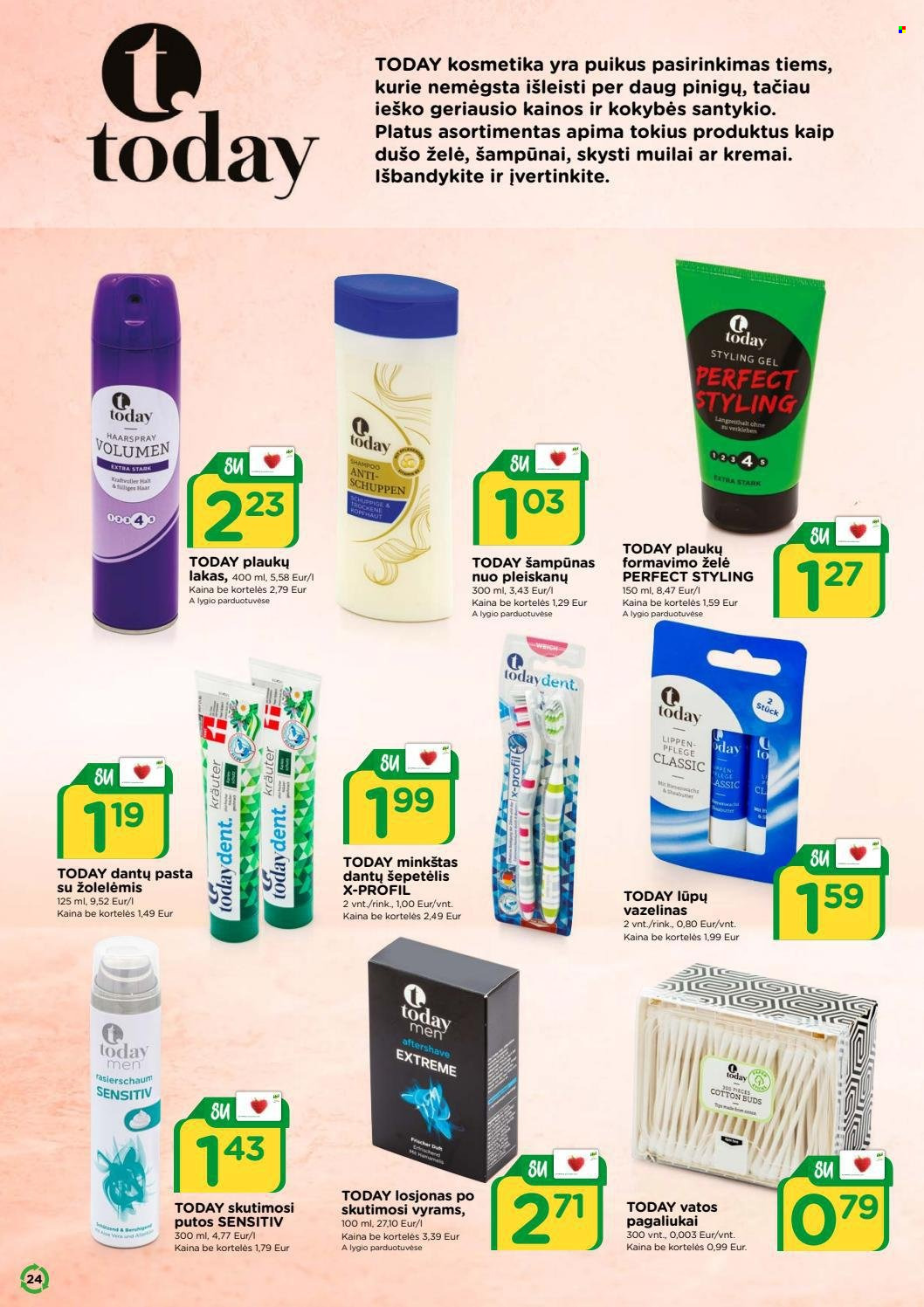 thumbnail - „iki“ leidinys - 2022 01 03 - 2022 01 30 - Išpardavimų produktai - dušo želé, shampoo, šampūnas, losjonas. 24 puslapis.