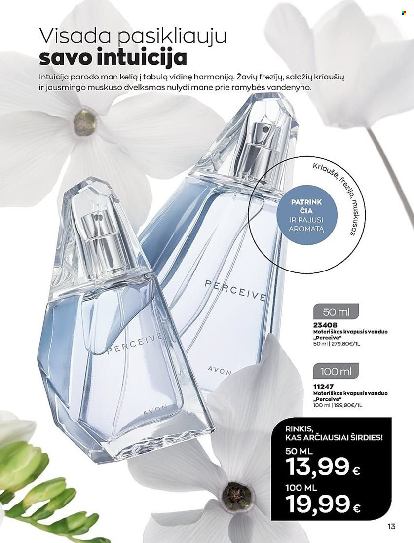 thumbnail - „Avon“ leidinys - 2022 05 01 - 2022 05 31 - Išpardavimų produktai - Avon, kvapusis vanduo, moteriškas kvapusis vanduo. 13 puslapis.