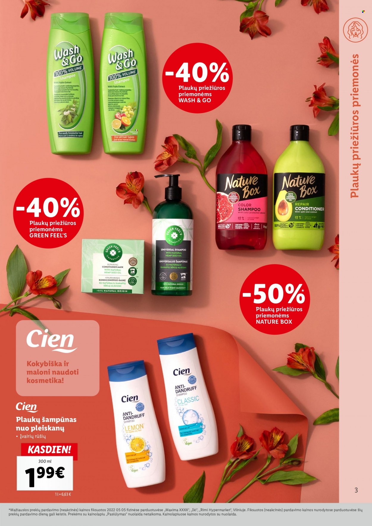 thumbnail - „Lidl“ leidinys - Išpardavimų produktai - Nature Box, plaukų šampūnas, shampoo, šampūnas, plaukų priežiūros priemonėms. 3 puslapis.
