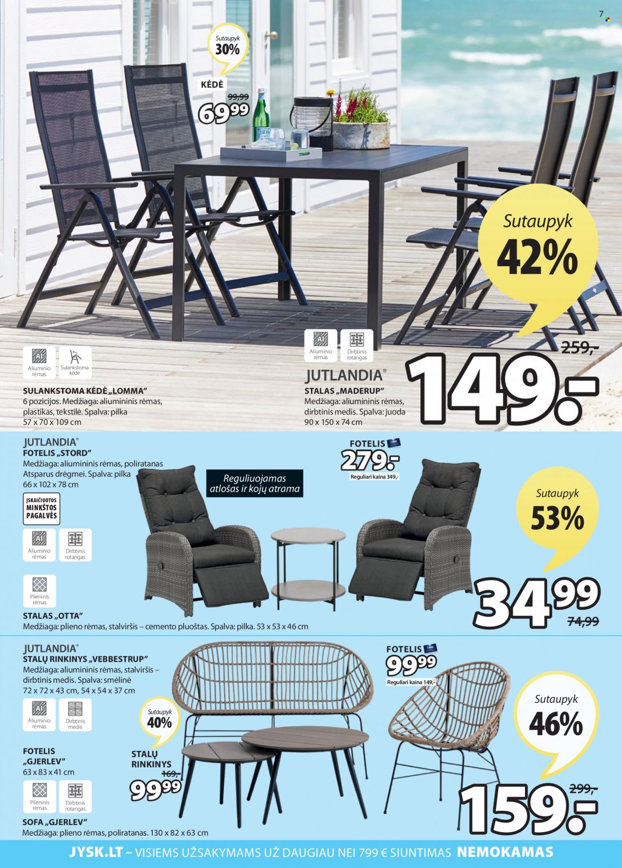 thumbnail - „JYSK“ leidinys - 2022 05 24 - 2022 06 06 - Išpardavimų produktai - foteliai, sofa, rėmas, kėdė. 7 puslapis.