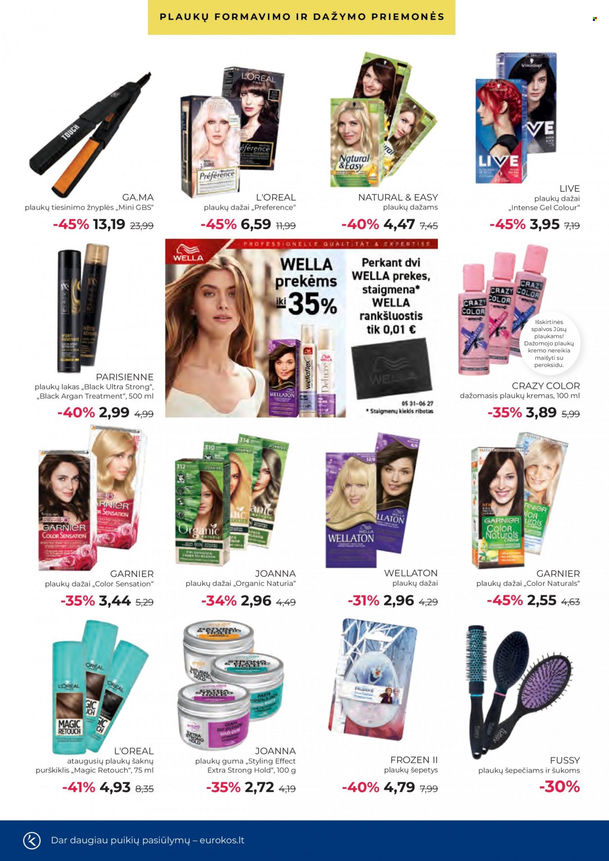 thumbnail - „Eurokos“ leidinys - 2022 05 31 - 2022 06 27 - Išpardavimų produktai - L'Oréal, Garnier, plaukų dažai, plaukų dažams, plaukų šepetys, šepetys, kremas. 6 puslapis.
