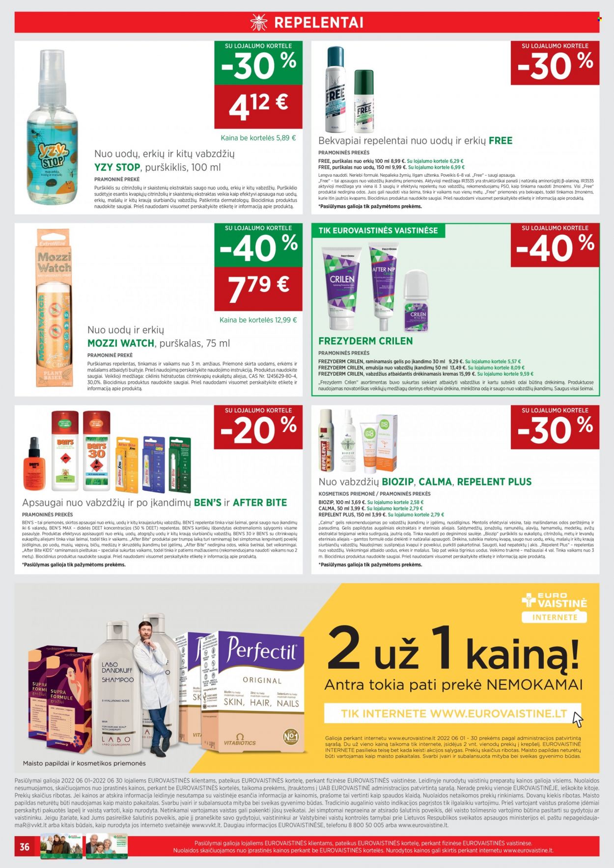 thumbnail - „EUROVAISTINĖ“ leidinys - 2022 06 01 - 2022 06 30 - Išpardavimų produktai - shampoo, REN, kremas, maisto papildai. 36 puslapis.