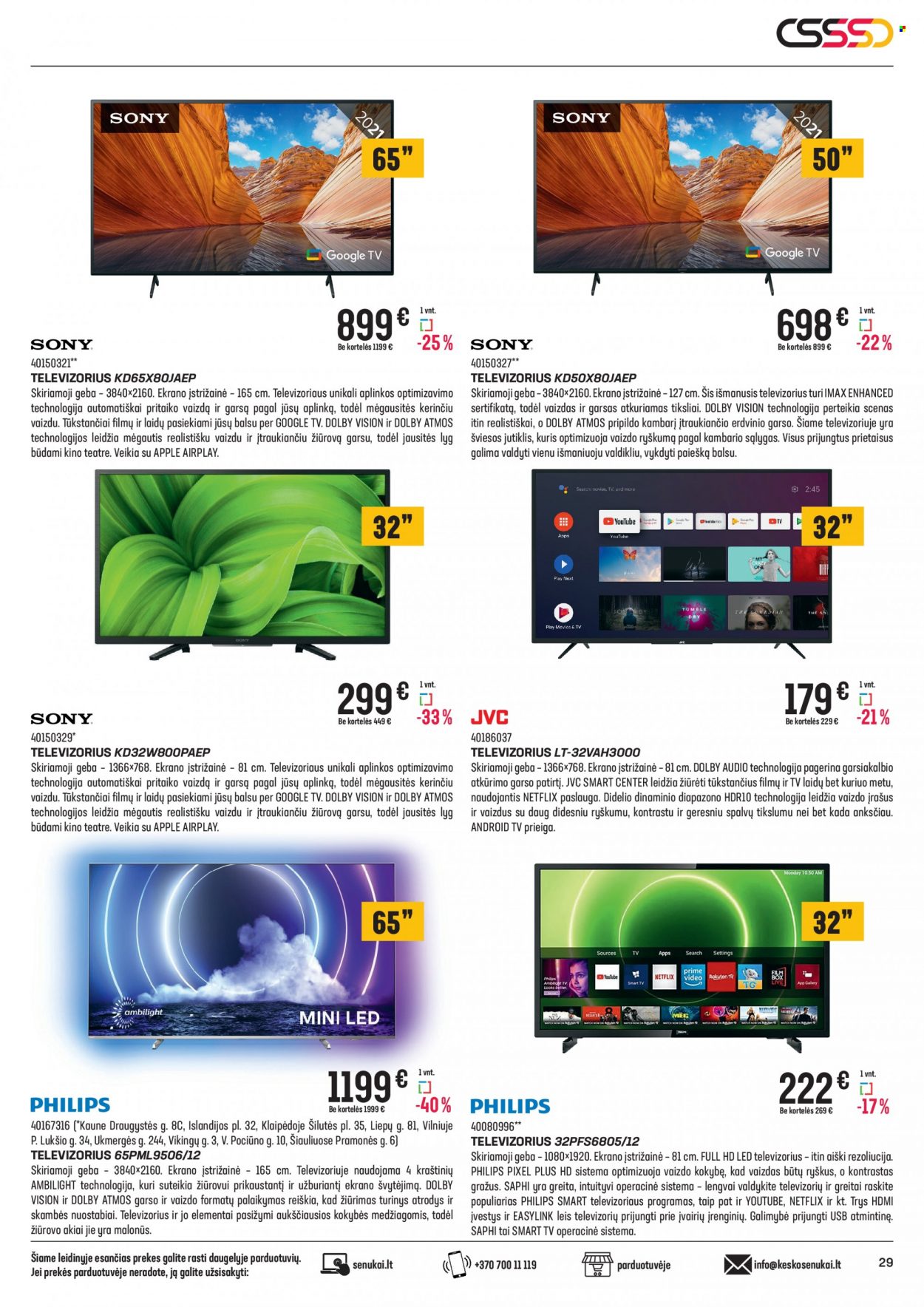 thumbnail - „Senukai“ leidinys - 2022 06 16 - 2022 07 11 - Išpardavimų produktai - Philips, Apple, android tv, televizorius, JVC. 29 puslapis.