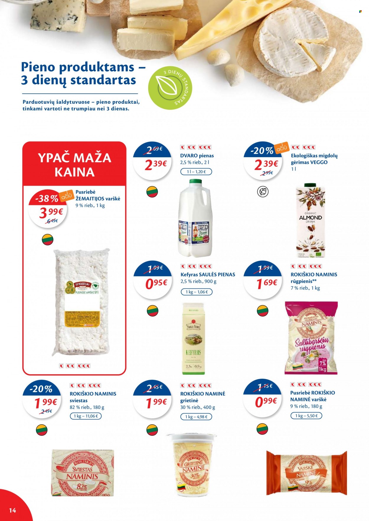 „Maxima“ leidinys - 2022 06 21 - 2022 06 27 - Išpardavimų produktai - grietinė, pienas, sviestas, šaltibarščių rūgpienis. 14 puslapis.