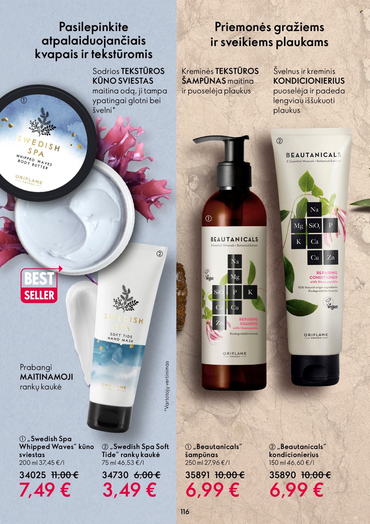 thumbnail - „Oriflame“ leidinys - 2022 06 29 - 2022 07 19 - Išpardavimų produktai - shampoo, šampūnas, Swedish Spa. 116 puslapis.