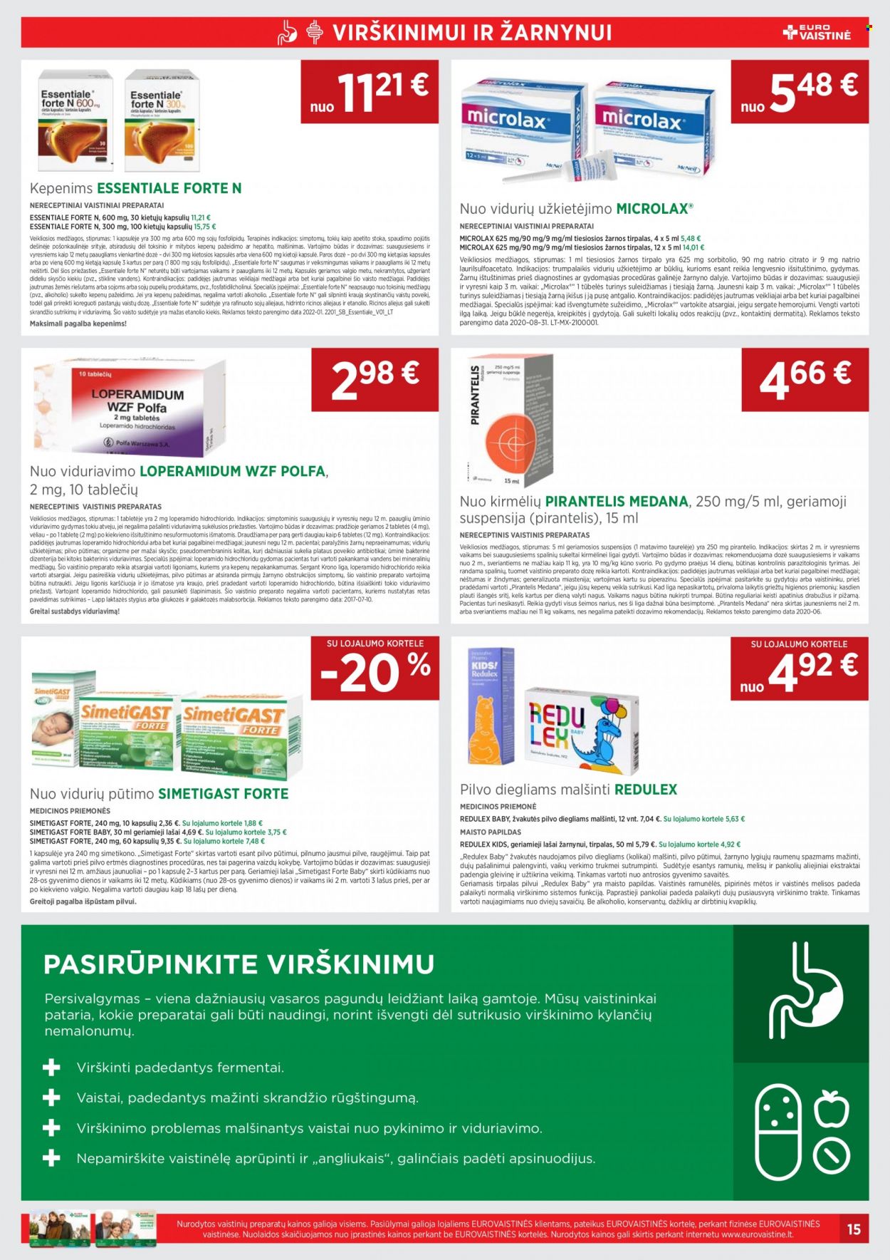 thumbnail - „EUROVAISTINĖ“ leidinys - 2022 08 01 - 2022 08 31 - Išpardavimų produktai - Loperamidum WZF Polfa. 15 puslapis.