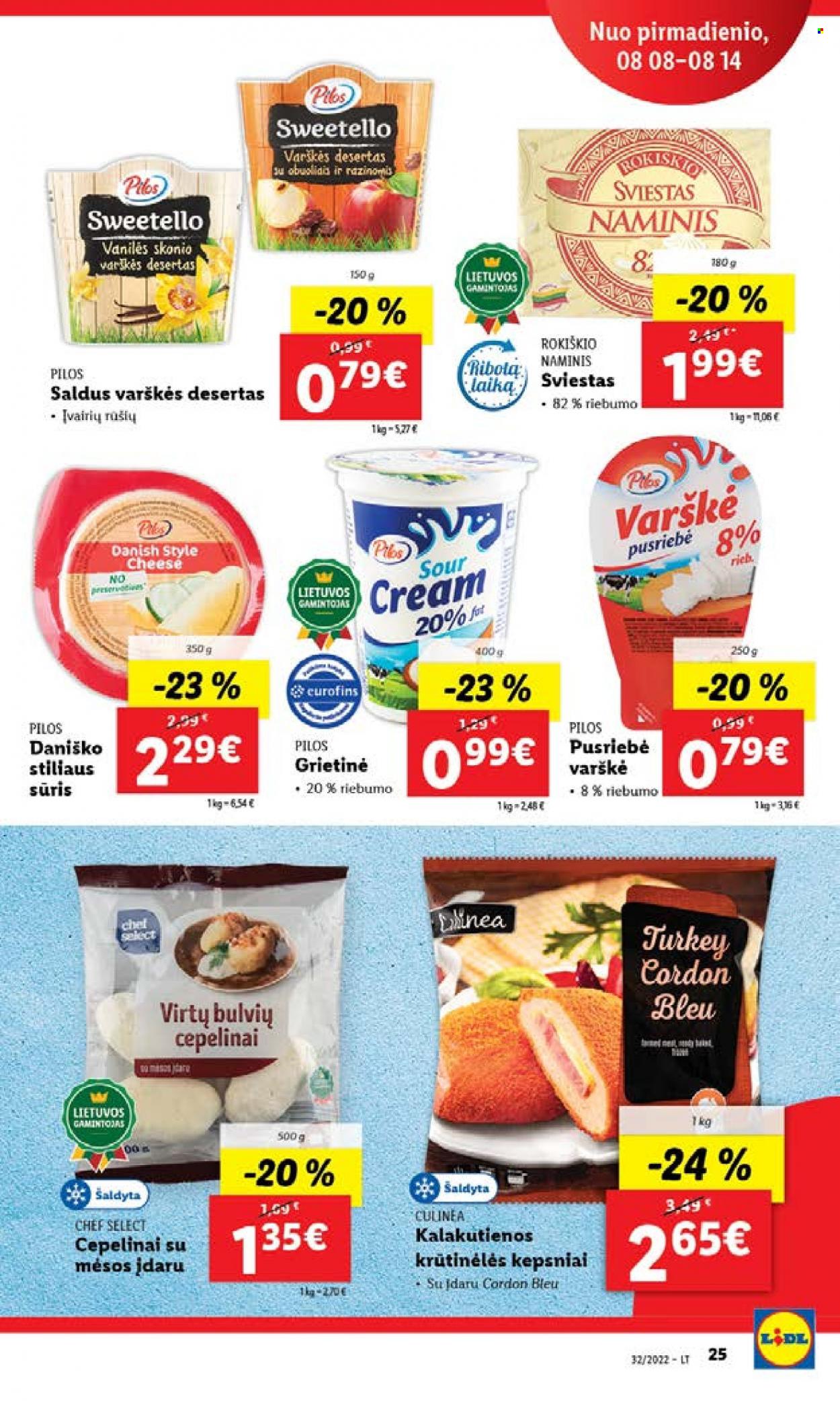 thumbnail - „Lidl“ leidinys - 2022 08 08 - 2022 08 14 - Išpardavimų produktai - sūris, sviestas, grietinė. 25 puslapis.