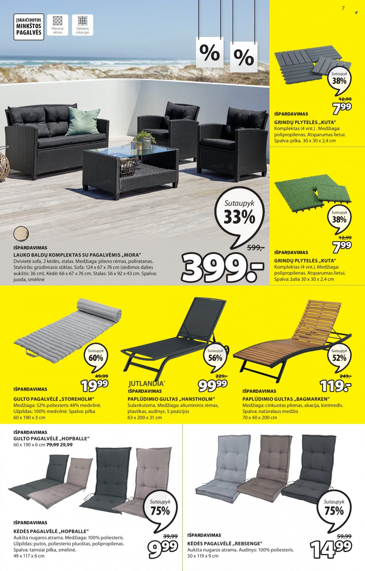 thumbnail - „JYSK“ leidinys - 2022 08 09 - 2022 08 15 - Išpardavimų produktai - gultas, sofa, rėmas, kėdė. 7 puslapis.