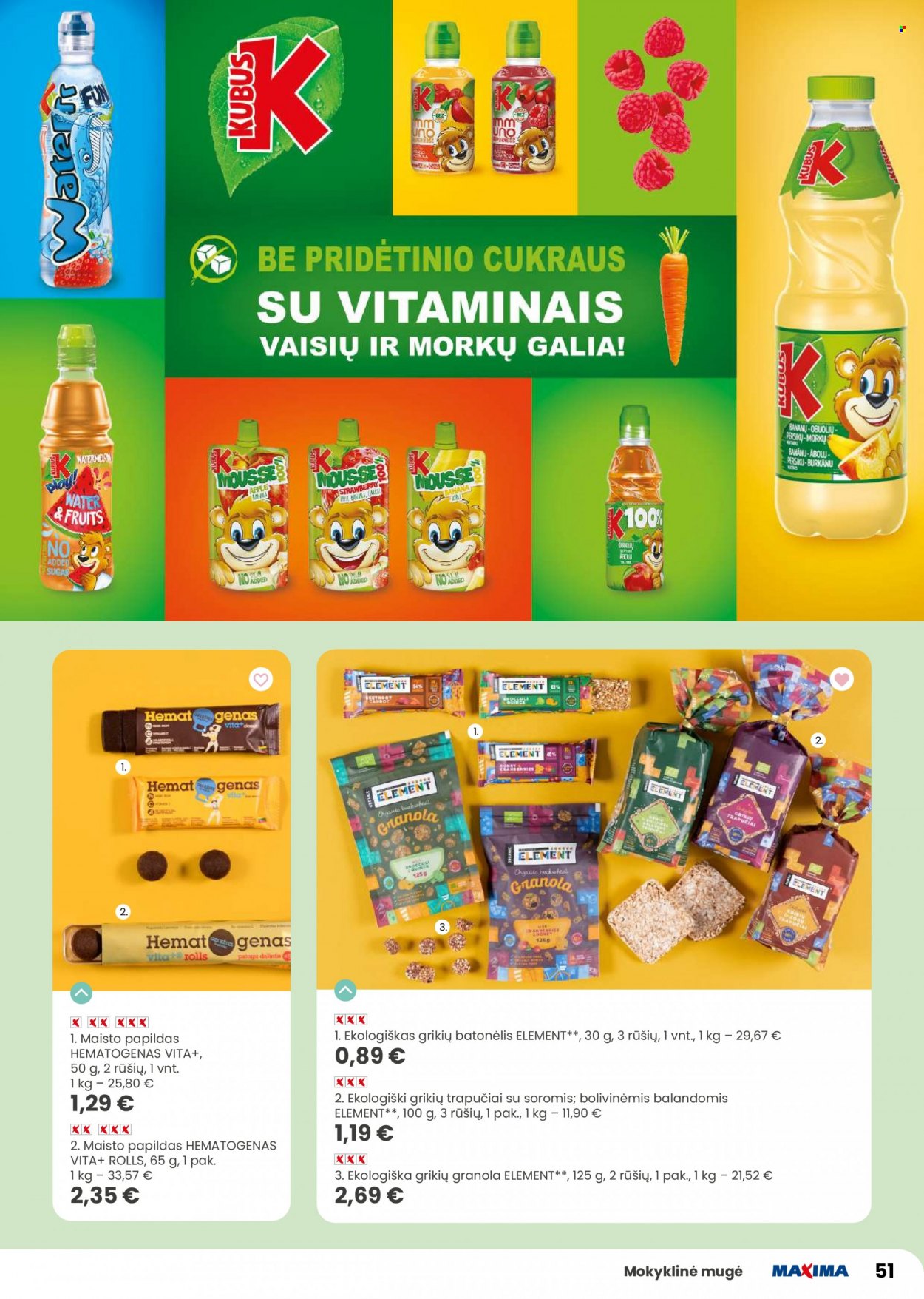 thumbnail - „Maxima“ leidinys - 2022 07 28 - 2022 09 07 - Išpardavimų produktai - persikai, granola, Kubuš. 51 puslapis.