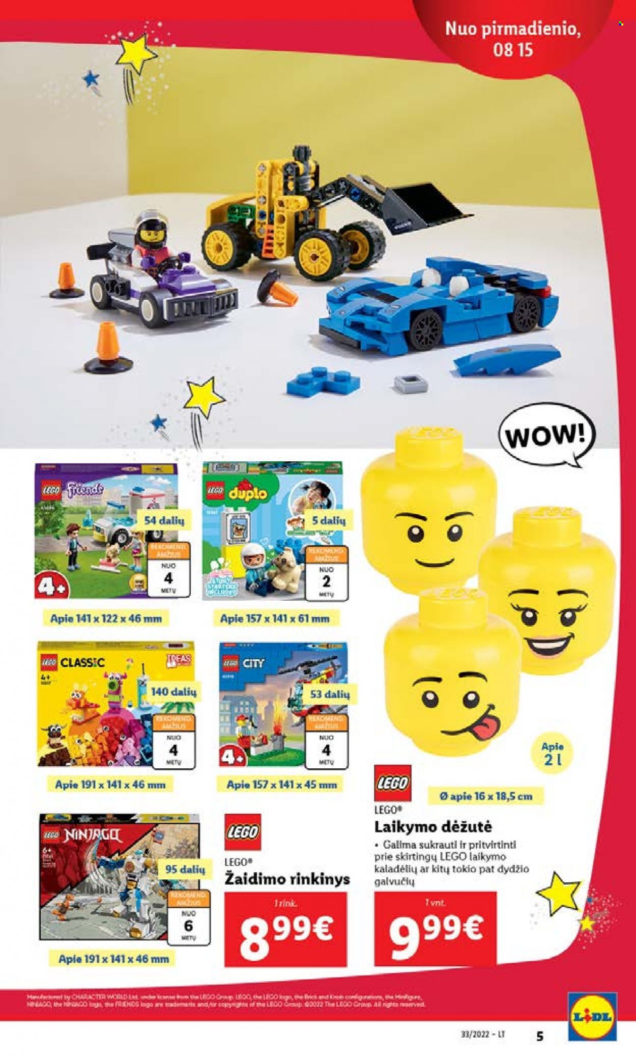 thumbnail - „Lidl“ leidinys - 2022 08 15 - 2022 08 21 - Išpardavimų produktai - Lego, Lego Duplo, Lego Friends, Lego Ninjago. 5 puslapis.