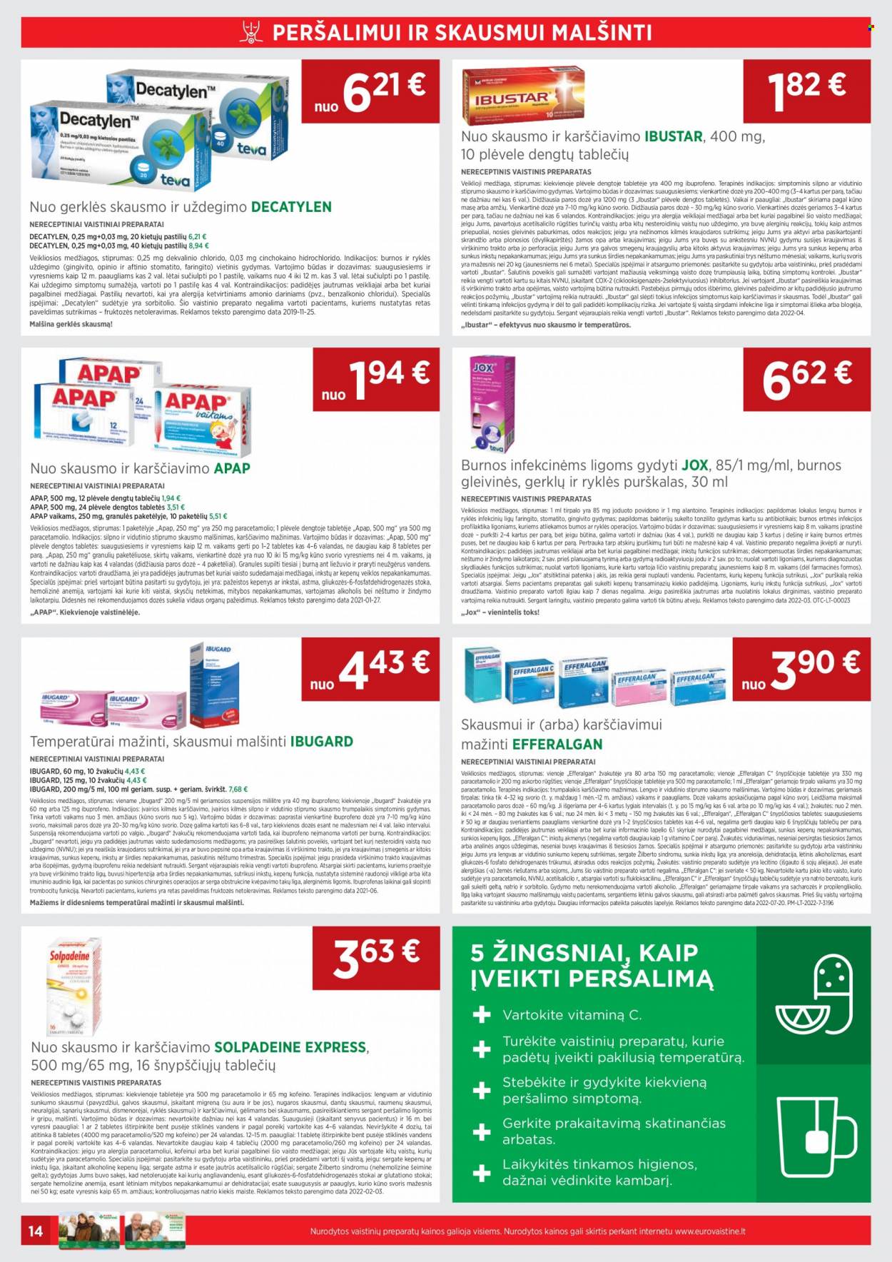 thumbnail - „EUROVAISTINĖ“ leidinys - 2022 09 01 - 2022 09 30 - Išpardavimų produktai - Ibugard, Solpadeine. 14 puslapis.