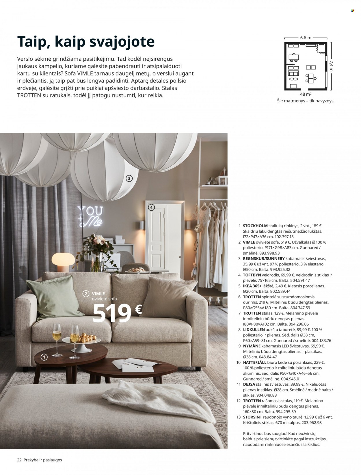 thumbnail - „IKEA“ leidinys - Išpardavimų produktai - sofa, kėdė, veidrodis. 22 puslapis.