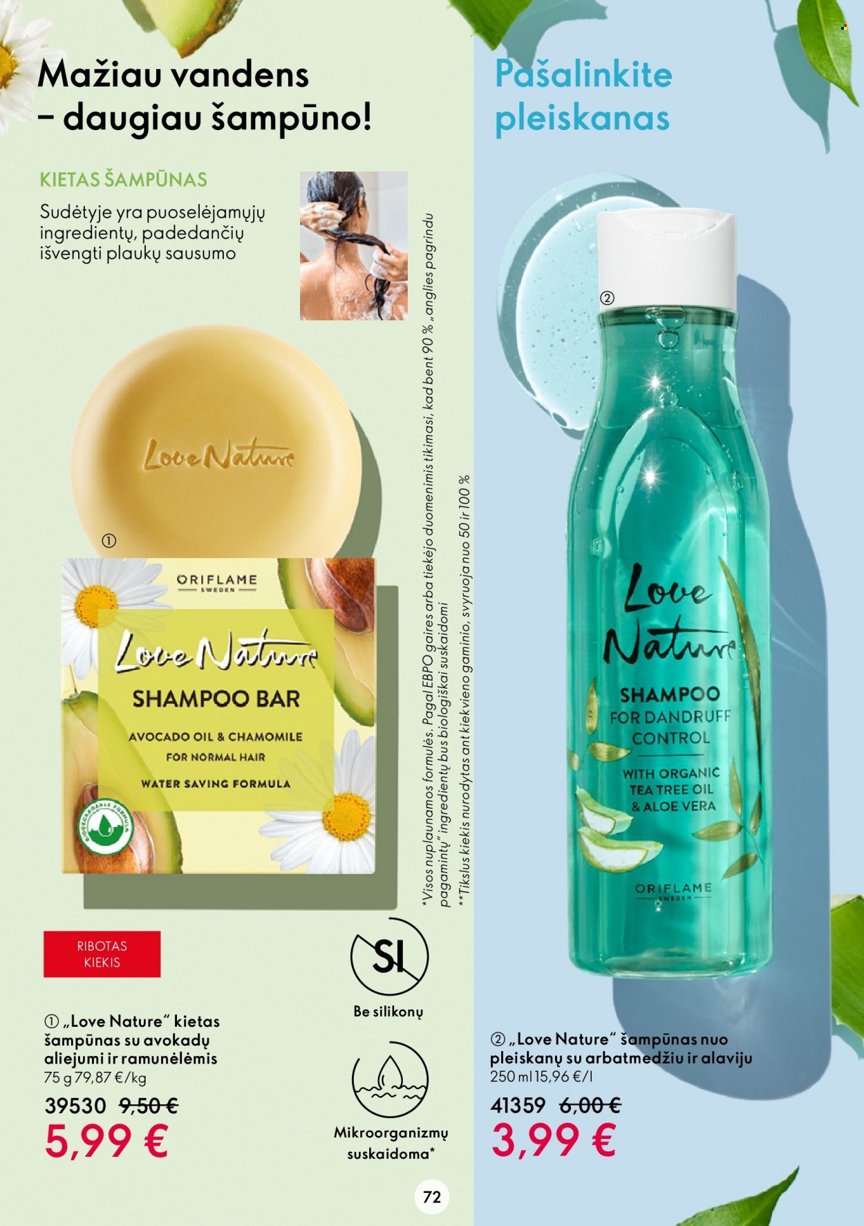thumbnail - „Oriflame“ leidinys - 2022 09 14 - 2022 10 04 - Išpardavimų produktai - šampūnas, Love Nature. 72 puslapis.