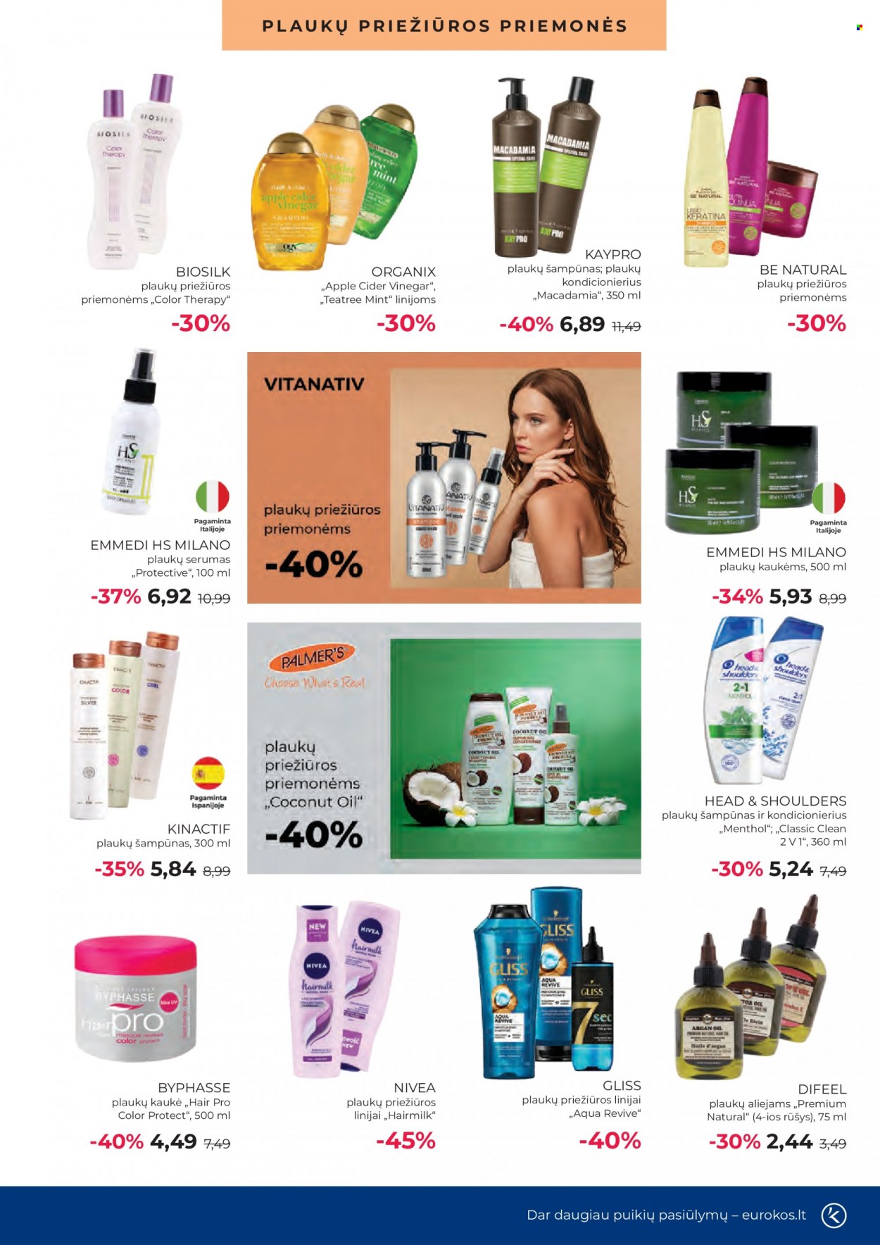 thumbnail - „Eurokos“ leidinys - 2022 09 29 - 2022 10 26 - Išpardavimų produktai - Head & Shoulders, Nivea, plaukų šampūnas, šampūnas, plaukų priežiūros priemonėms. 7 puslapis.