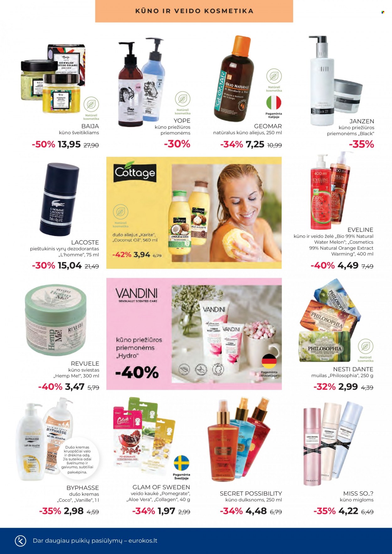 thumbnail - „Eurokos“ leidinys - 2022 09 29 - 2022 10 26 - Išpardavimų produktai - Lacoste, veido želė, kremas, kūno aliejus, kūno priežiūros, dezodorantas. 8 puslapis.