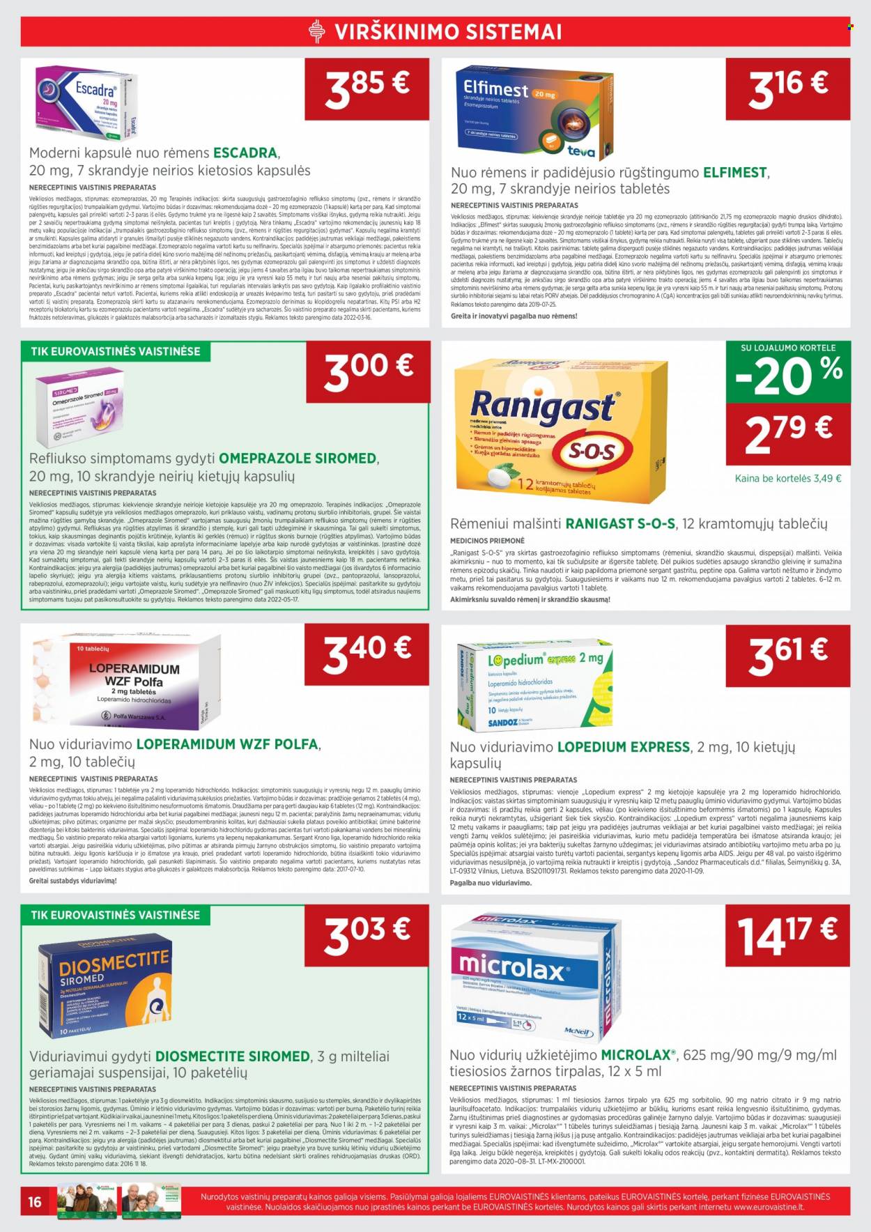 thumbnail - „EUROVAISTINĖ“ leidinys - 2022 10 01 - 2022 10 31 - Išpardavimų produktai - Loperamidum WZF Polfa. 16 puslapis.