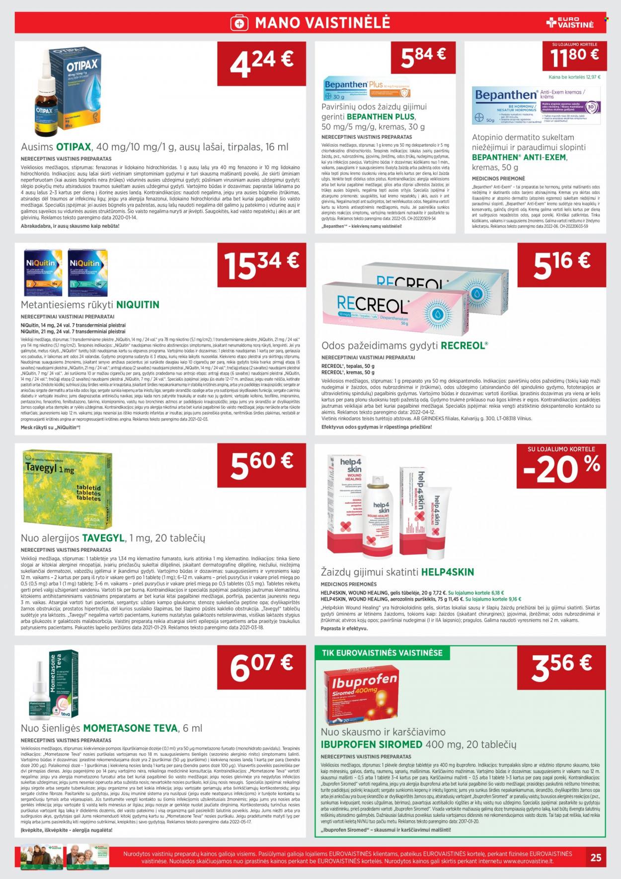 thumbnail - „EUROVAISTINĖ“ leidinys - 2022 10 01 - 2022 10 31 - Išpardavimų produktai - kremas, Bepanthen, Bepanthen anti-exem, Ibuprofen, pleistrai. 25 puslapis.