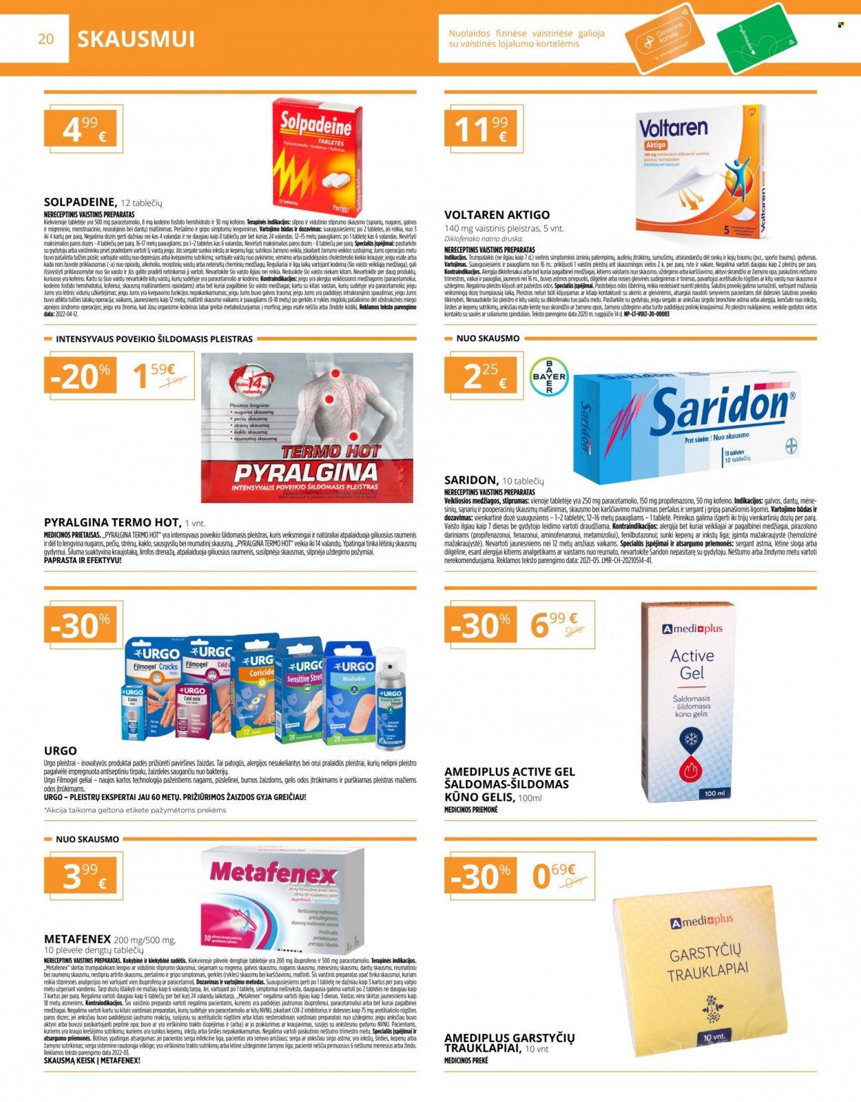 thumbnail - „Gintarinė vaistinė“ leidinys - 2022 10 01 - 2022 10 31 - Išpardavimų produktai - Solpadeine, Voltaren. 20 puslapis.