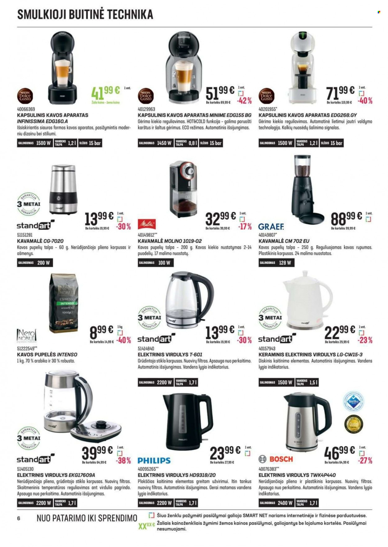 thumbnail - „Senukai“ leidinys - 2022 11 10 - 2022 12 05 - Išpardavimų produktai - Philips, LG, Bosch, Dolce Gusto, elektrinis virdulys, kapsulinis kavos aparatas, kavos aparatas. 6 puslapis.