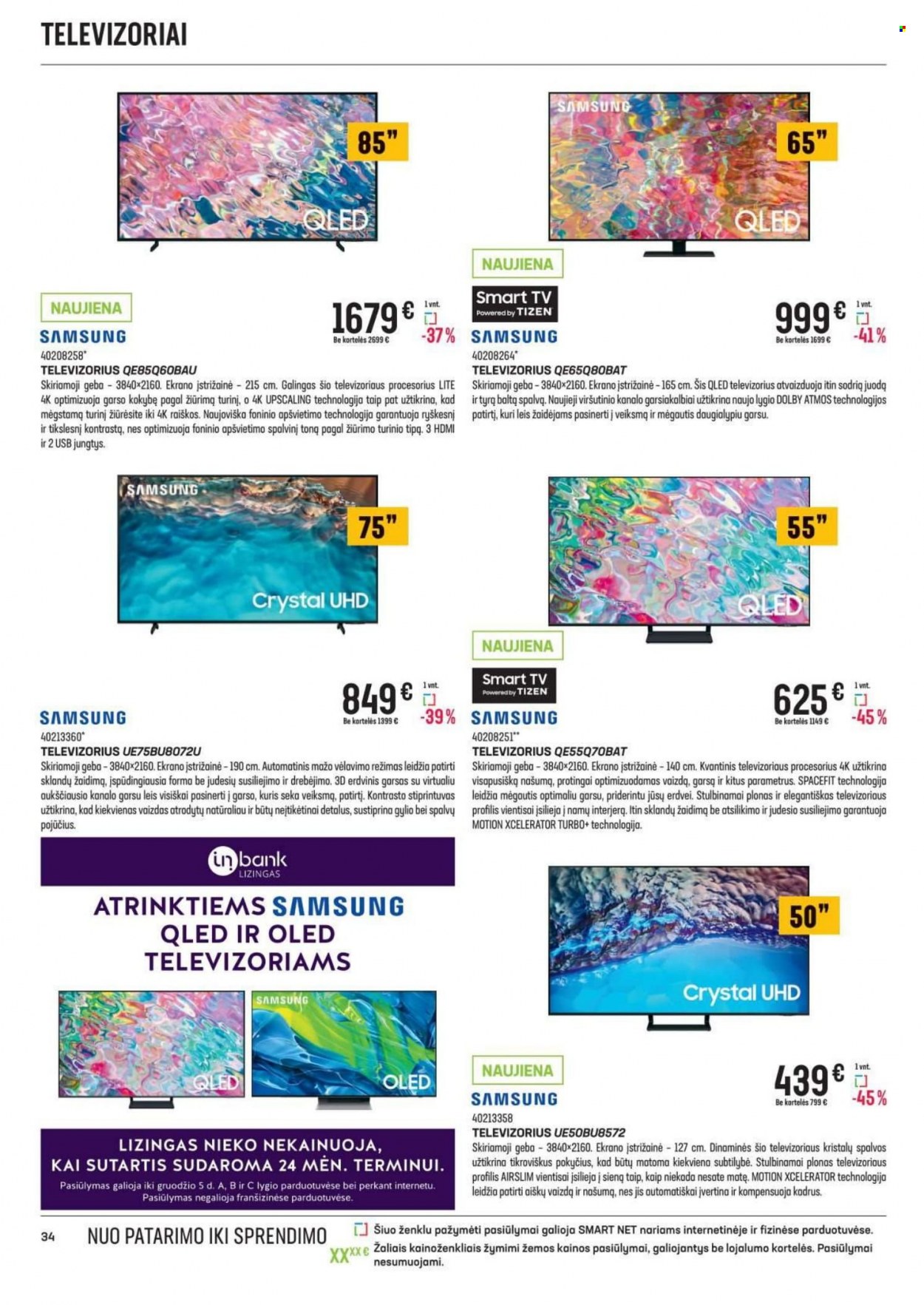thumbnail - „Senukai“ leidinys - 2022 11 10 - 2022 12 05 - Išpardavimų produktai - Samsung, OLED, QLED, televizorius. 34 puslapis.