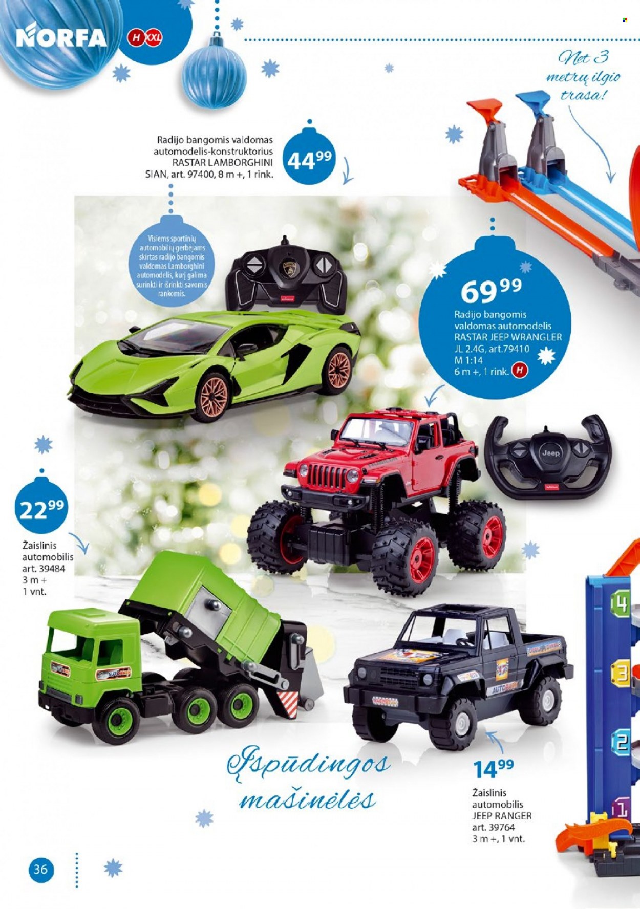 thumbnail - „NORFA“ leidinys - 2022 11 15 - 2022 12 05 - Išpardavimų produktai - automobilis, žaislinis automobilis. 36 puslapis.