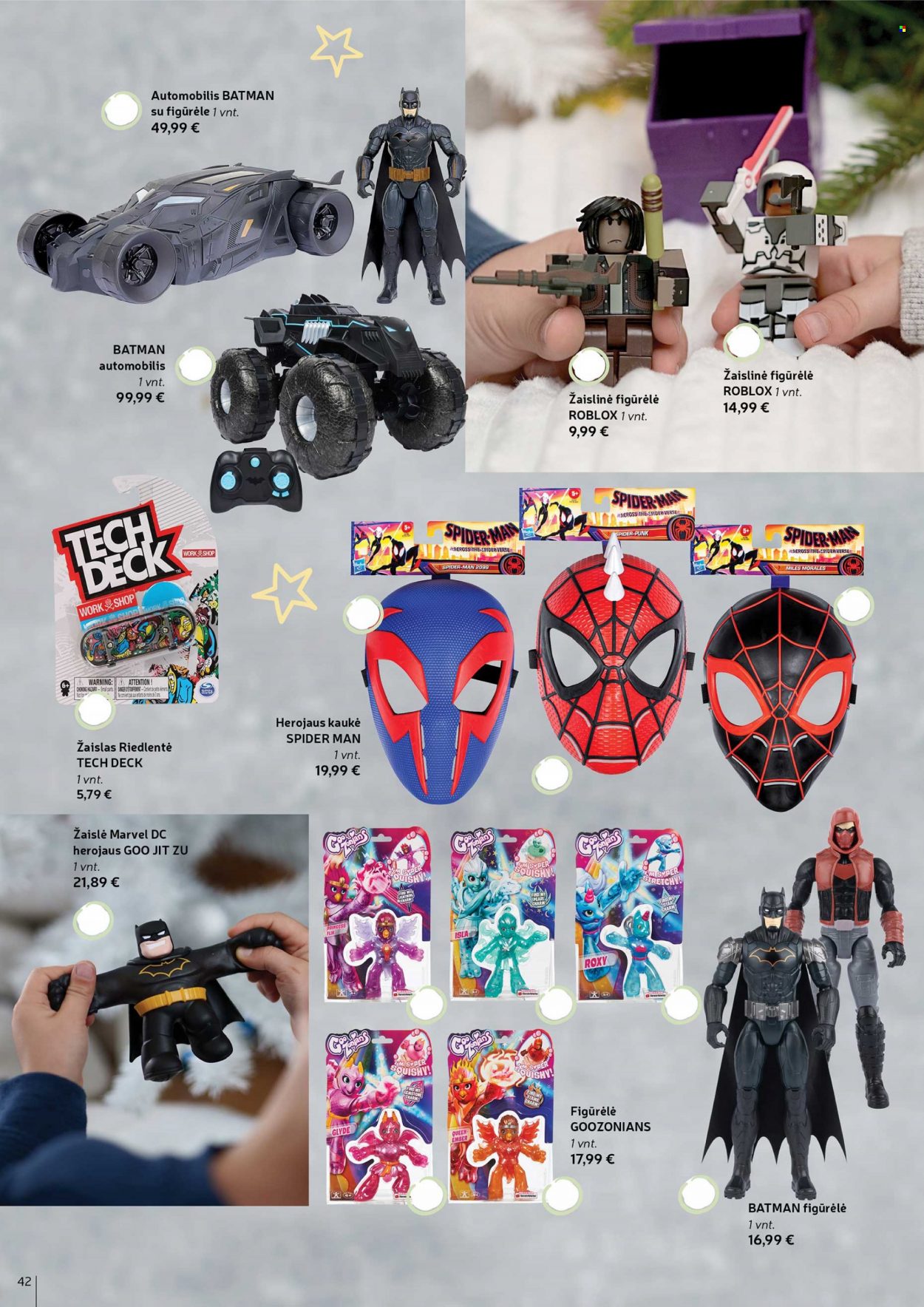 thumbnail - „Rimi“ leidinys - 2022 11 15 - 2022 12 26 - Išpardavimų produktai - cider, Batman, Spider-man, Marvel, automobilis, žaisliné. 42 puslapis.