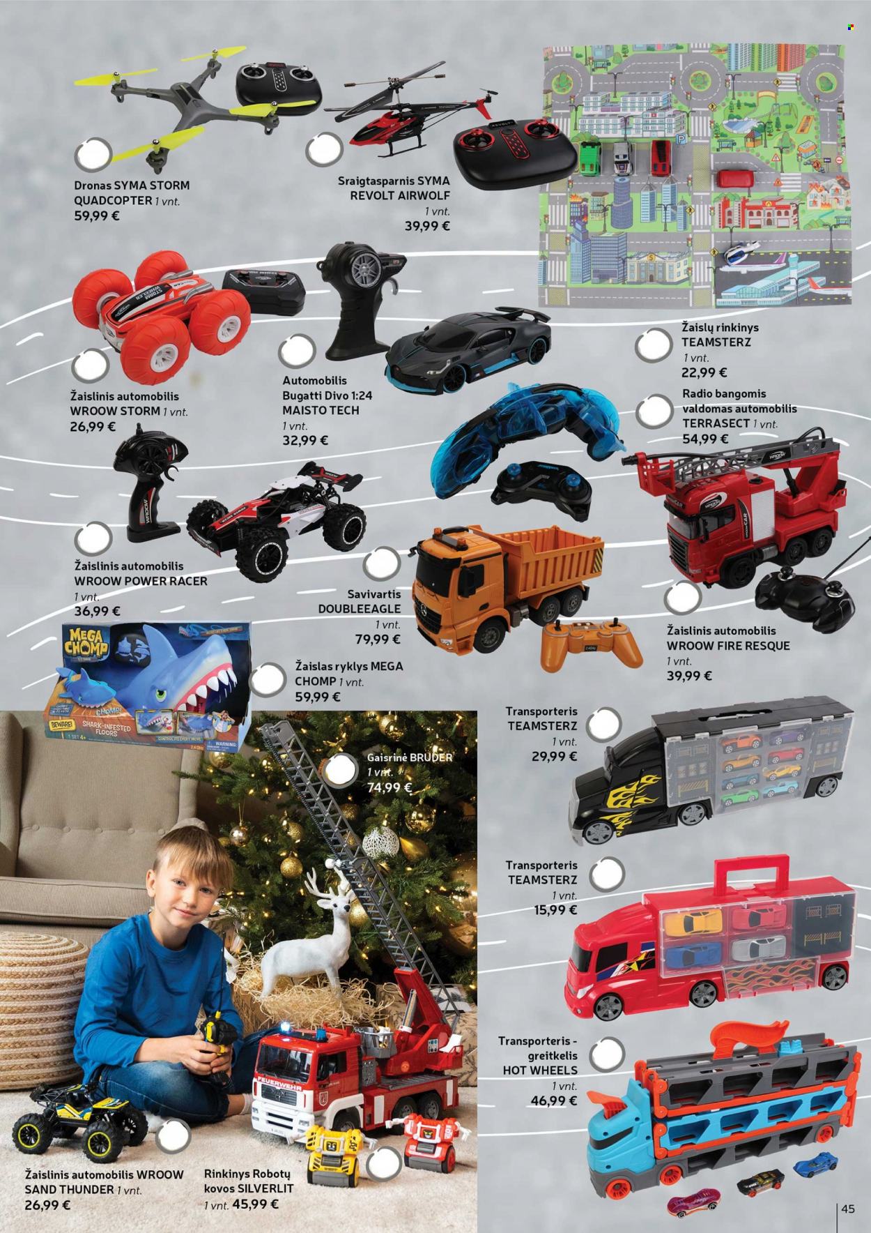 thumbnail - „Rimi“ leidinys - 2022 11 15 - 2022 12 26 - Išpardavimų produktai - automobilis, Bruder, Hot Wheels, žaisliné, žaislinis automobilis. 45 puslapis.