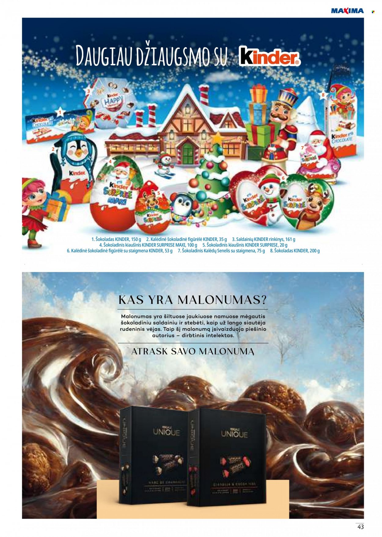 thumbnail - „Maxima“ leidinys - 2022 11 17 - 2023 01 04 - Išpardavimų produktai - šokoladas. 43 puslapis.