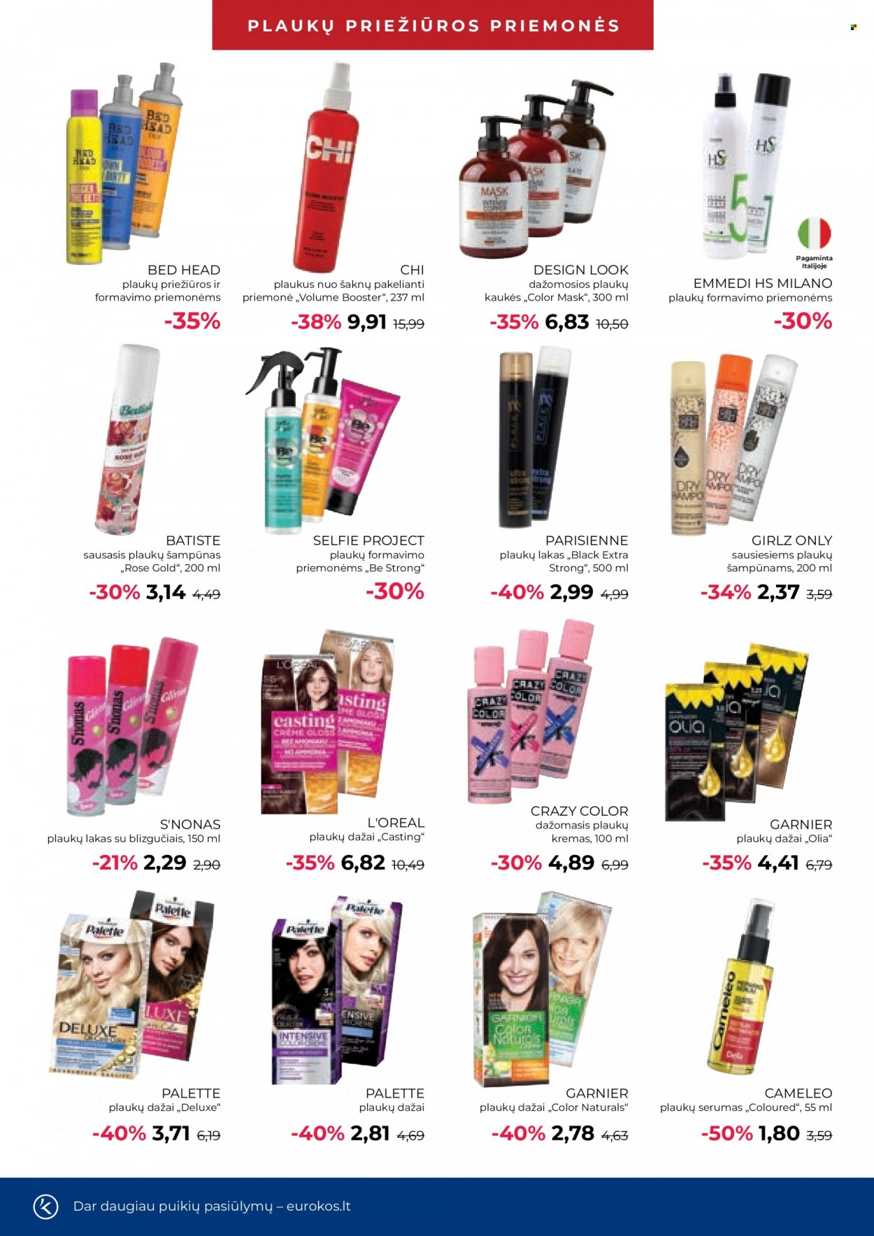 thumbnail - „Eurokos“ leidinys - 2022 11 24 - 2023 01 02 - Išpardavimų produktai - Batiste, L'Oréal, Palette, plaukų šampūnas, šampūnas, Garnier, plaukų dažai, kremas. 14 puslapis.