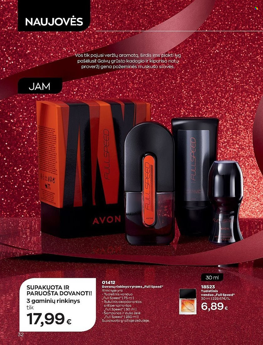 thumbnail - „Avon“ leidinys - 2022 12 01 - 2022 12 31 - Išpardavimų produktai - Avon, dušo želé, antiperspirantas, dezodorantas, rutulinis dezodorantas, tualetinis vanduo. 32 puslapis.