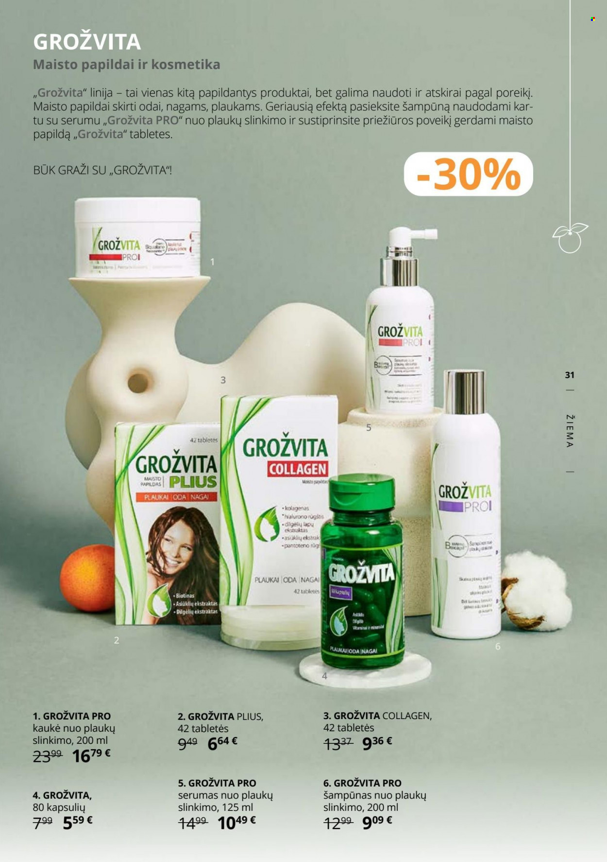thumbnail - „Gintarinė vaistinė“ leidinys - 2022 11 21 - 2022 12 31 - Išpardavimų produktai - šampūnas, maisto papildai. 31 puslapis.