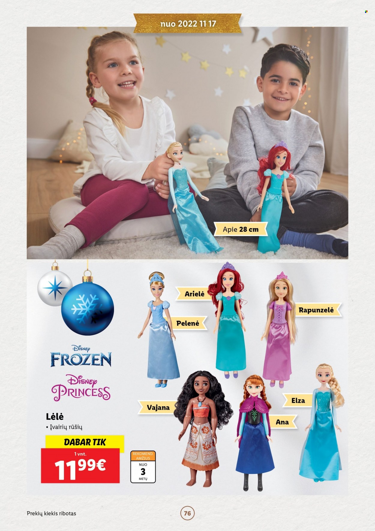 thumbnail - „Lidl“ leidinys - Išpardavimų produktai - Disney Frozen, Disney Princess, Disney, lėlė. 76 puslapis.